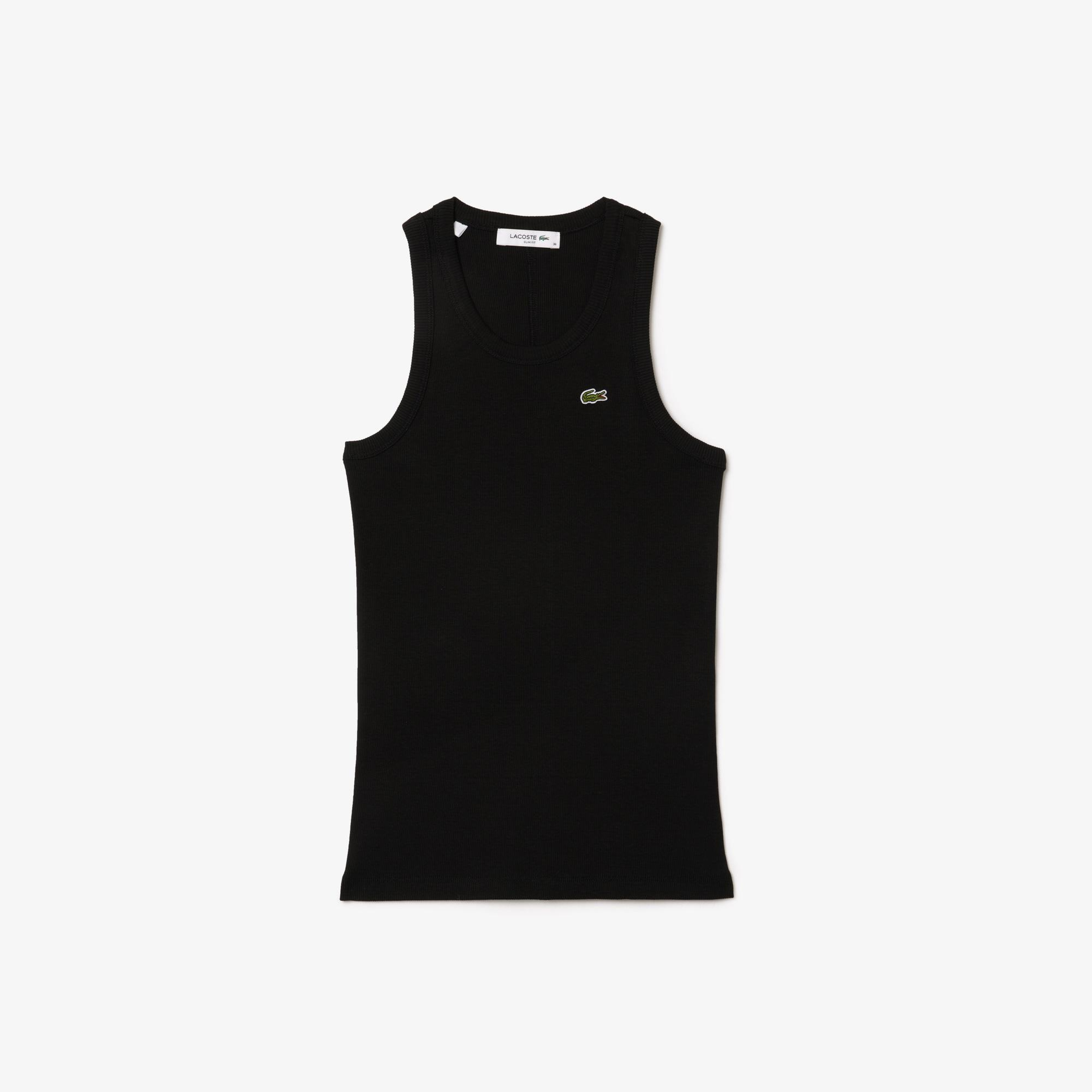 Kadın Slim Fit Kolsuz Siyah T-Shirt
