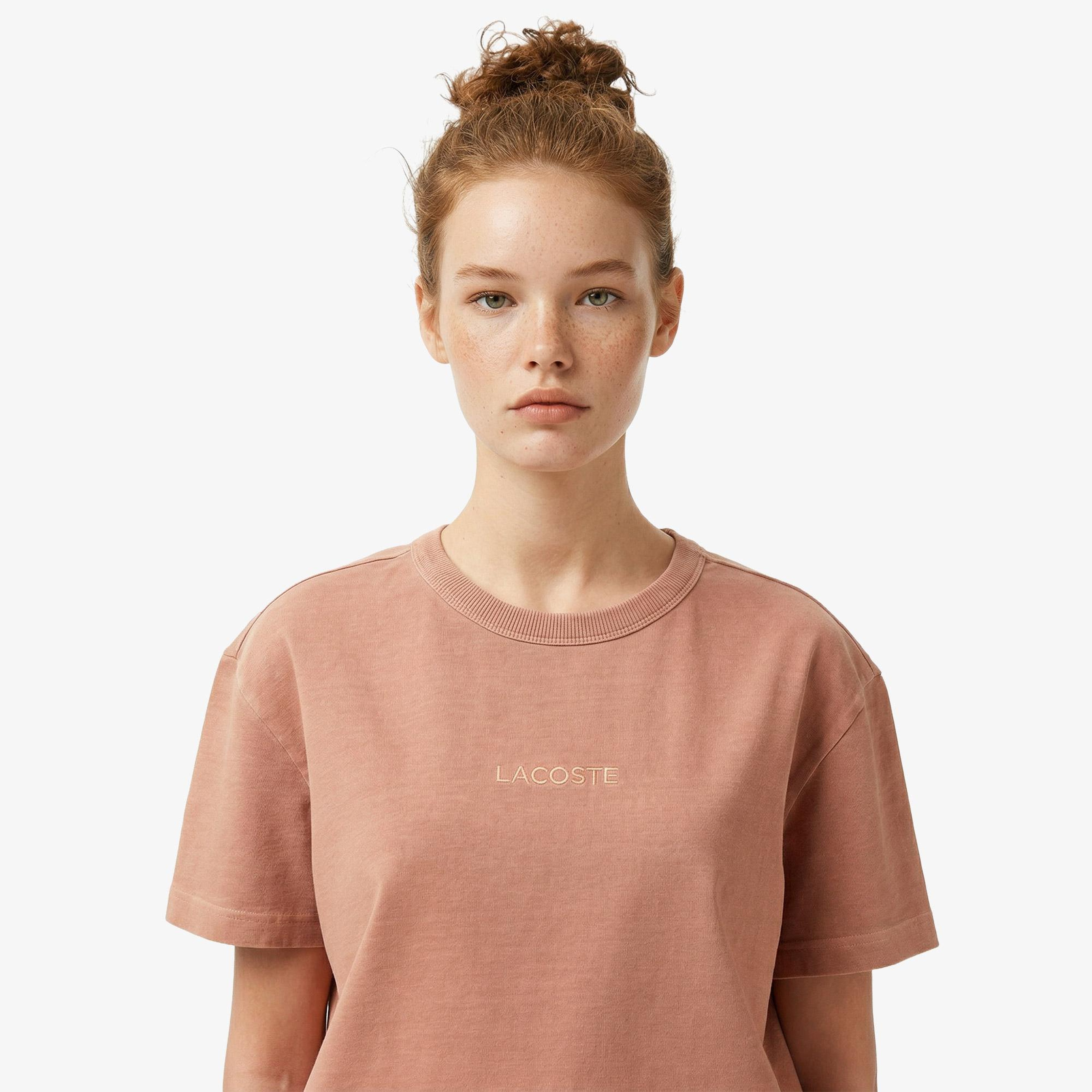 Kadın Relaxed Fit Bisiklet Yaka Pembe T-Shirt
