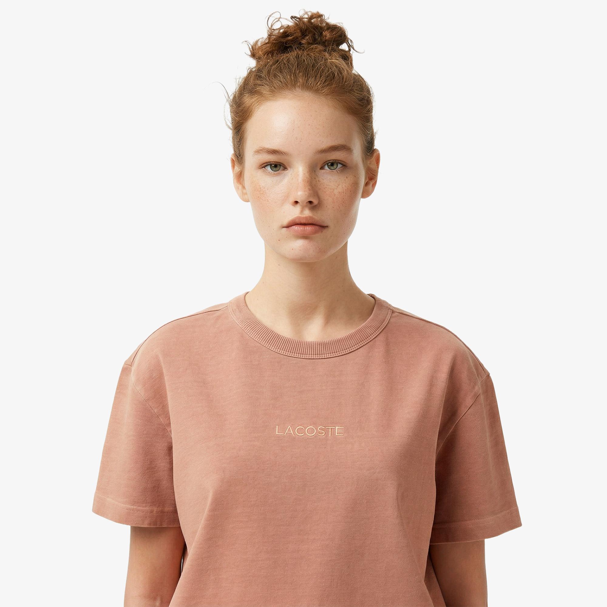 Kadın Relaxed Fit Bisiklet Yaka Pembe T-Shirt