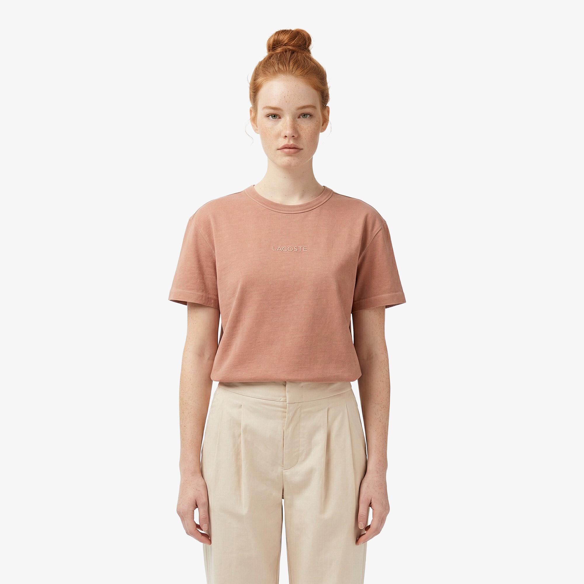 Kadın Relaxed Fit Bisiklet Yaka Pembe T-Shirt