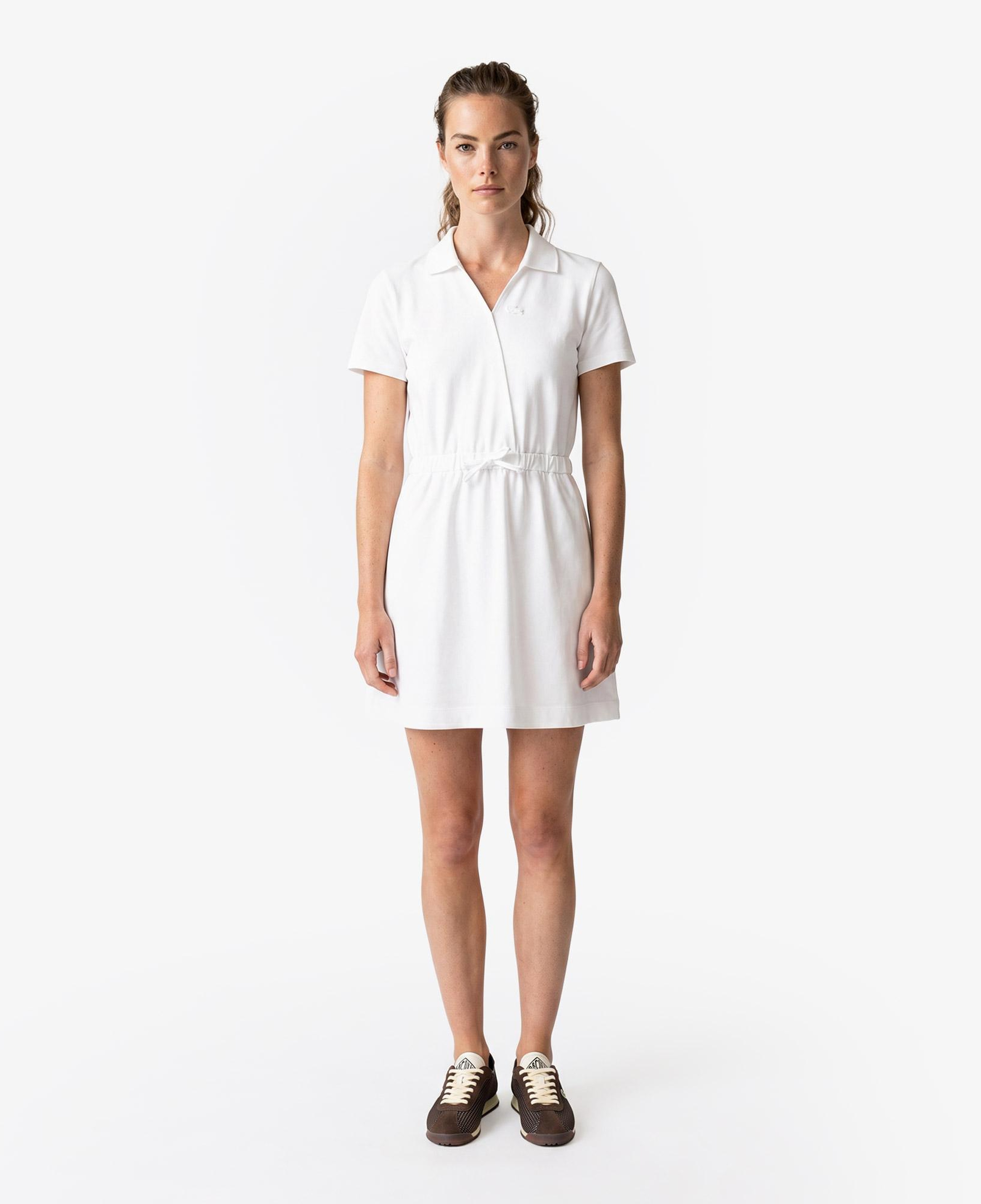 Kadın Flare Fit Kısa Kollu Polo Yaka Krem Elbise