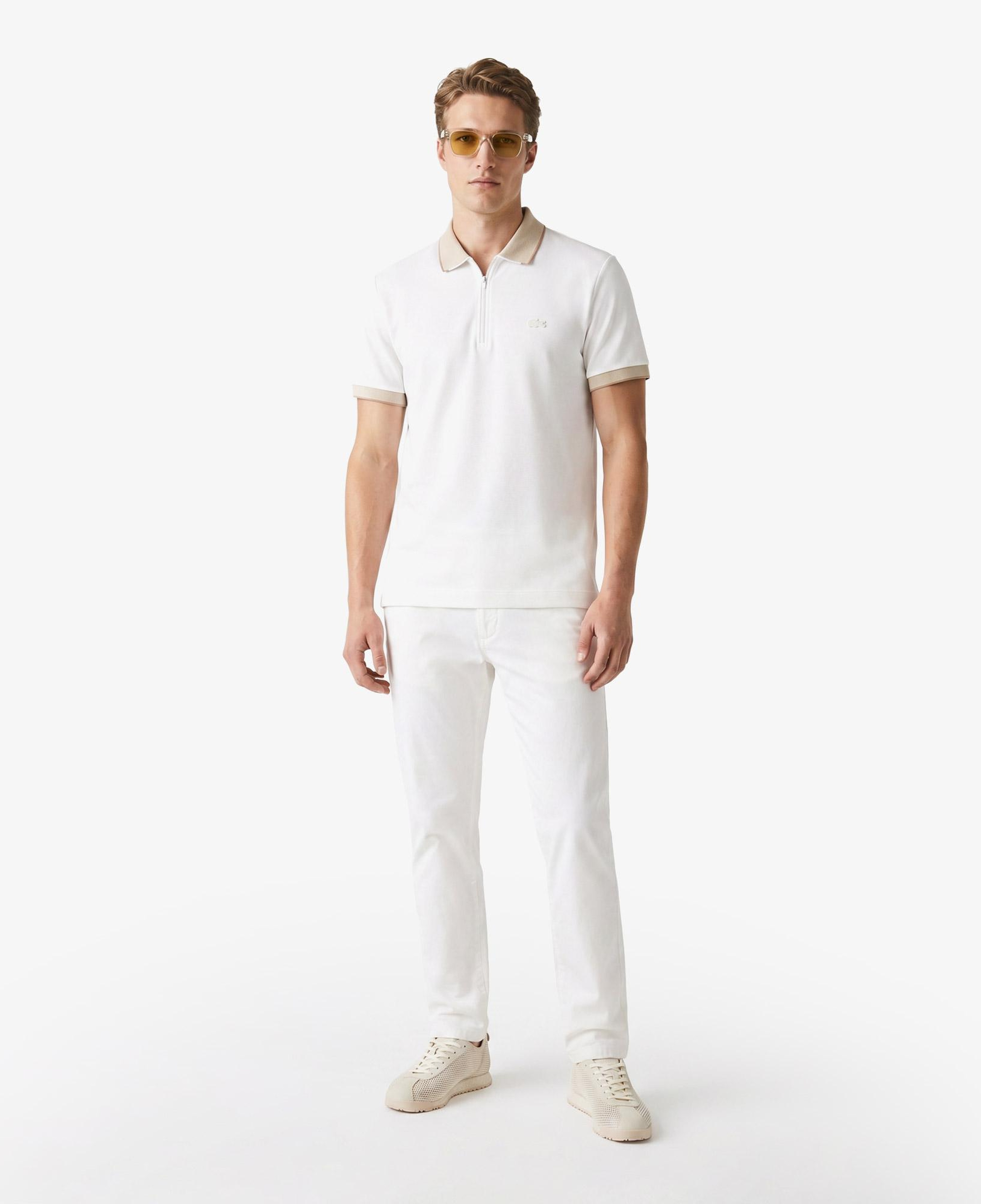 Erkek Regular Fit Renk Bloklu Krem Polo