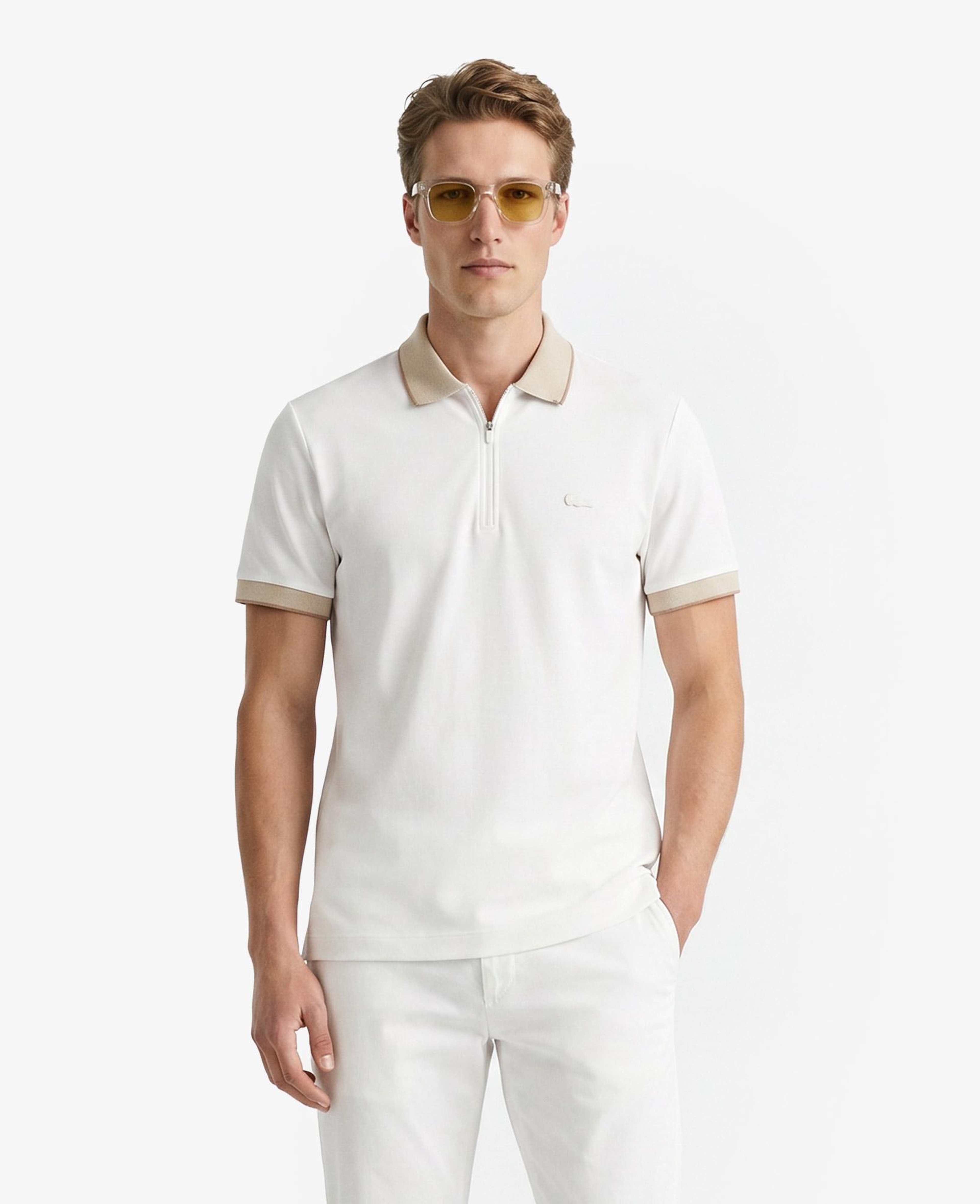 Erkek Regular Fit Renk Bloklu Krem Polo