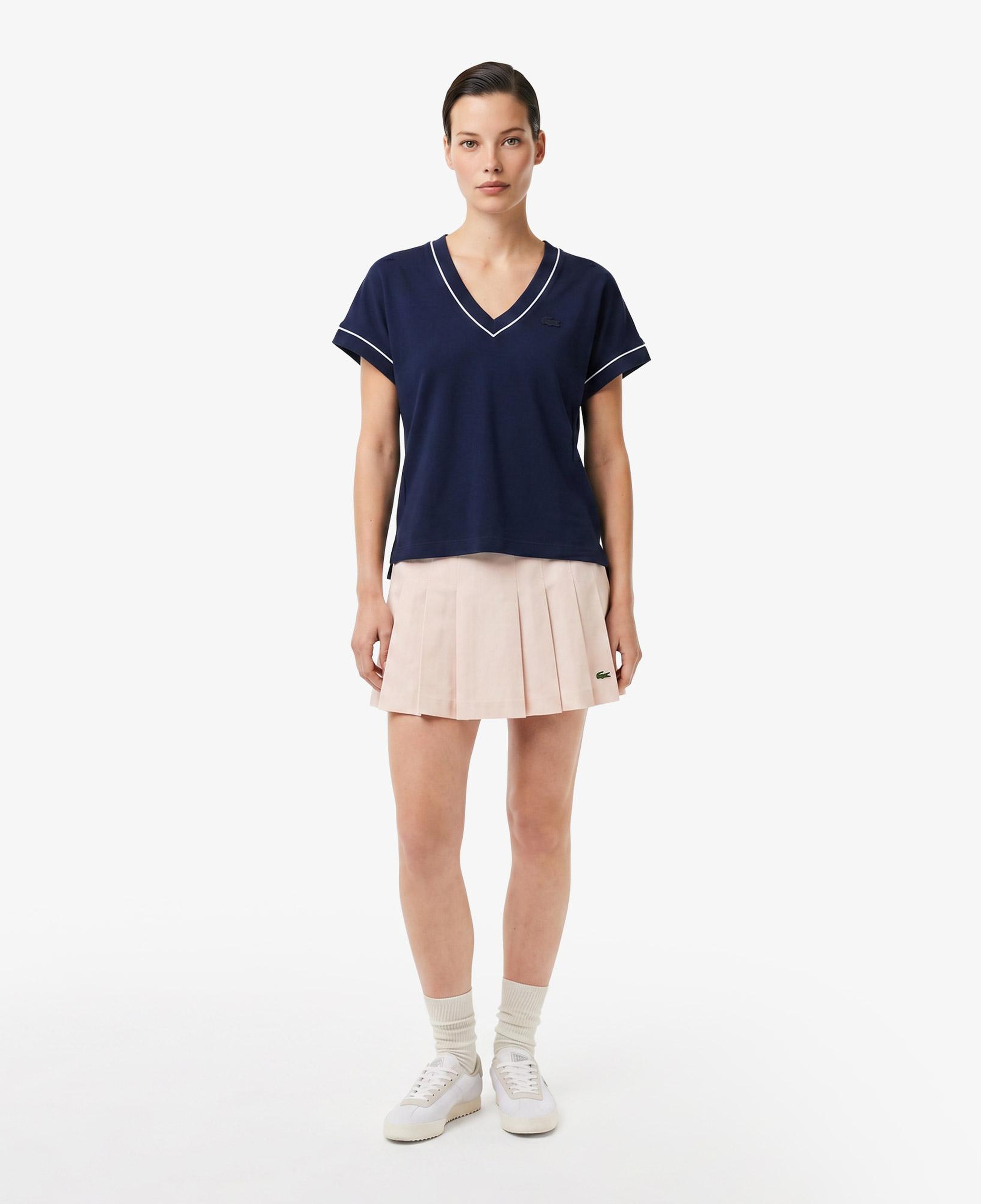 Kadın Loose Fit V Yaka Lacivert T-Shirt