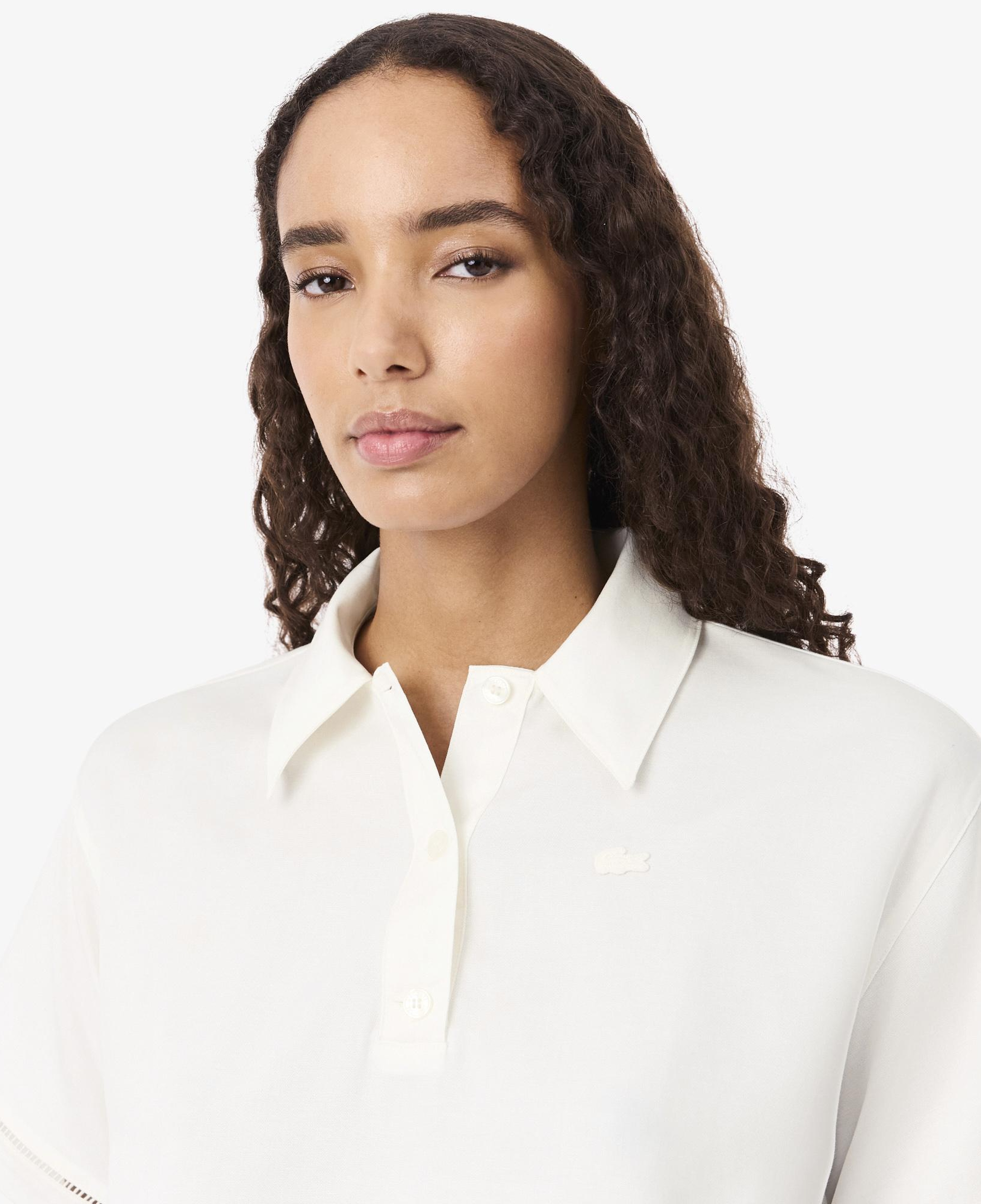 Kadın Oversize Fit Truvakar Kollu Beyaz Polo
