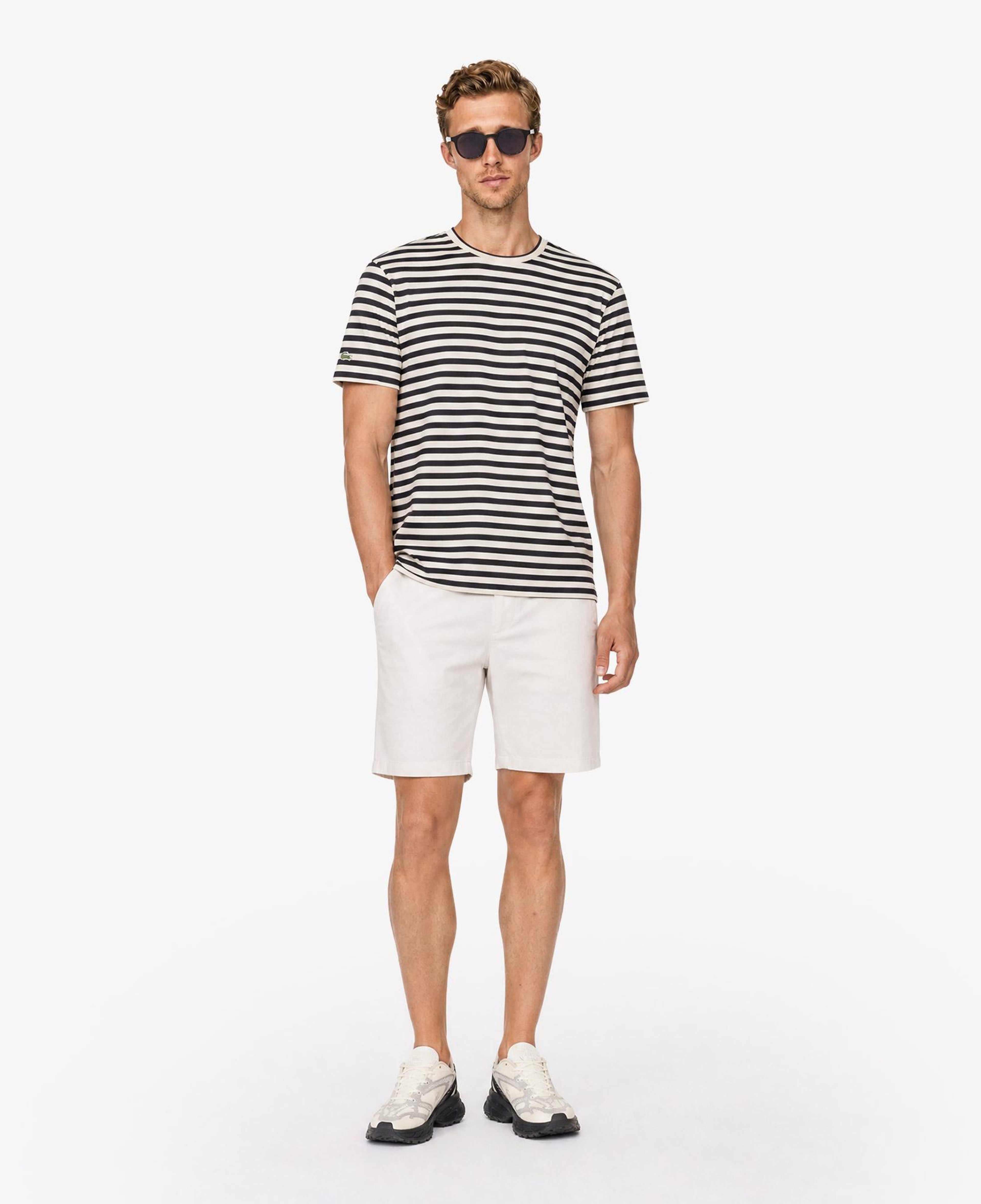 Erkek Relaxed Fit Bisiklet Yaka Çizgili Kahverengi T-Shirt