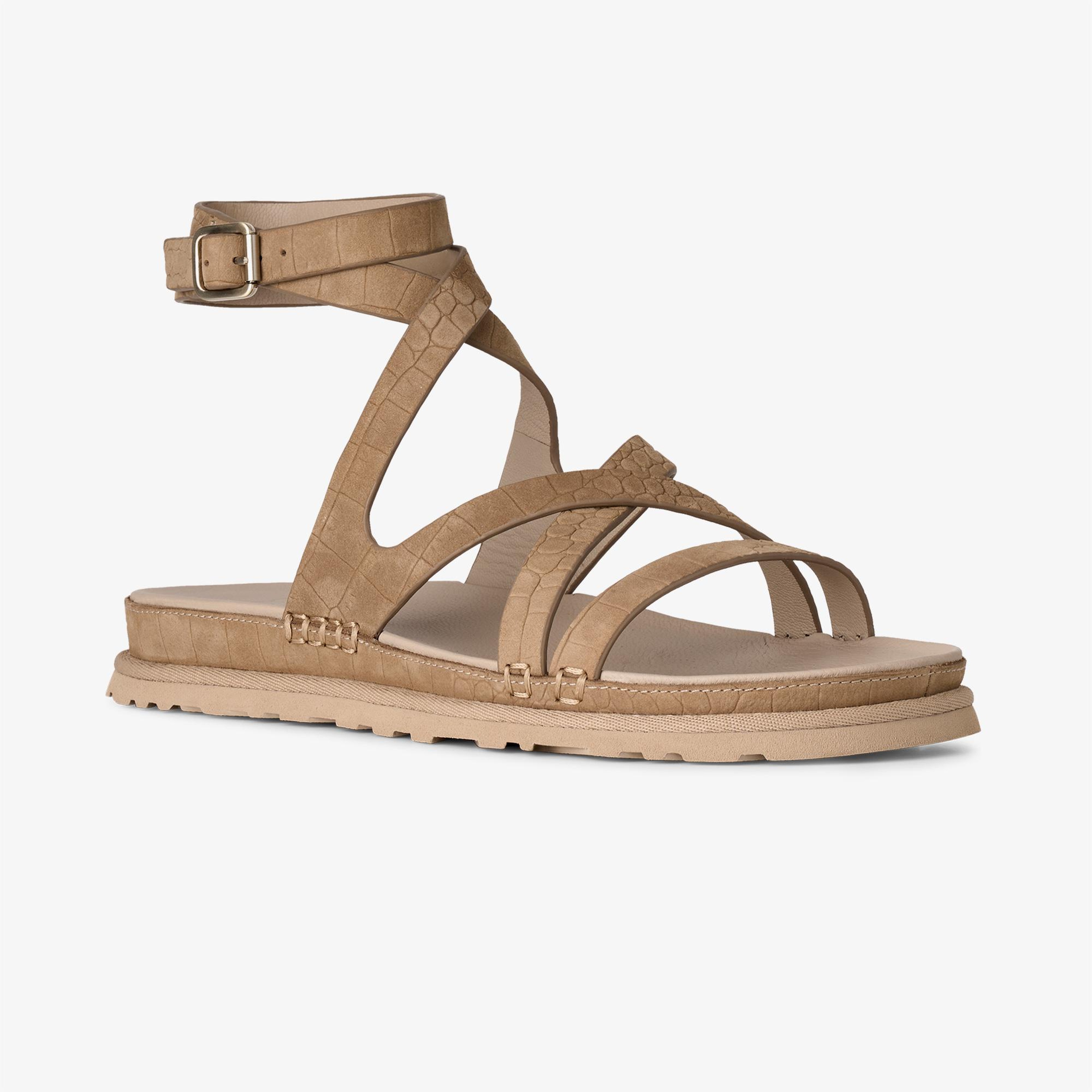 UGG Goldengaze Embossed Ankle Wrap Kadın Kahverengi Sandalet