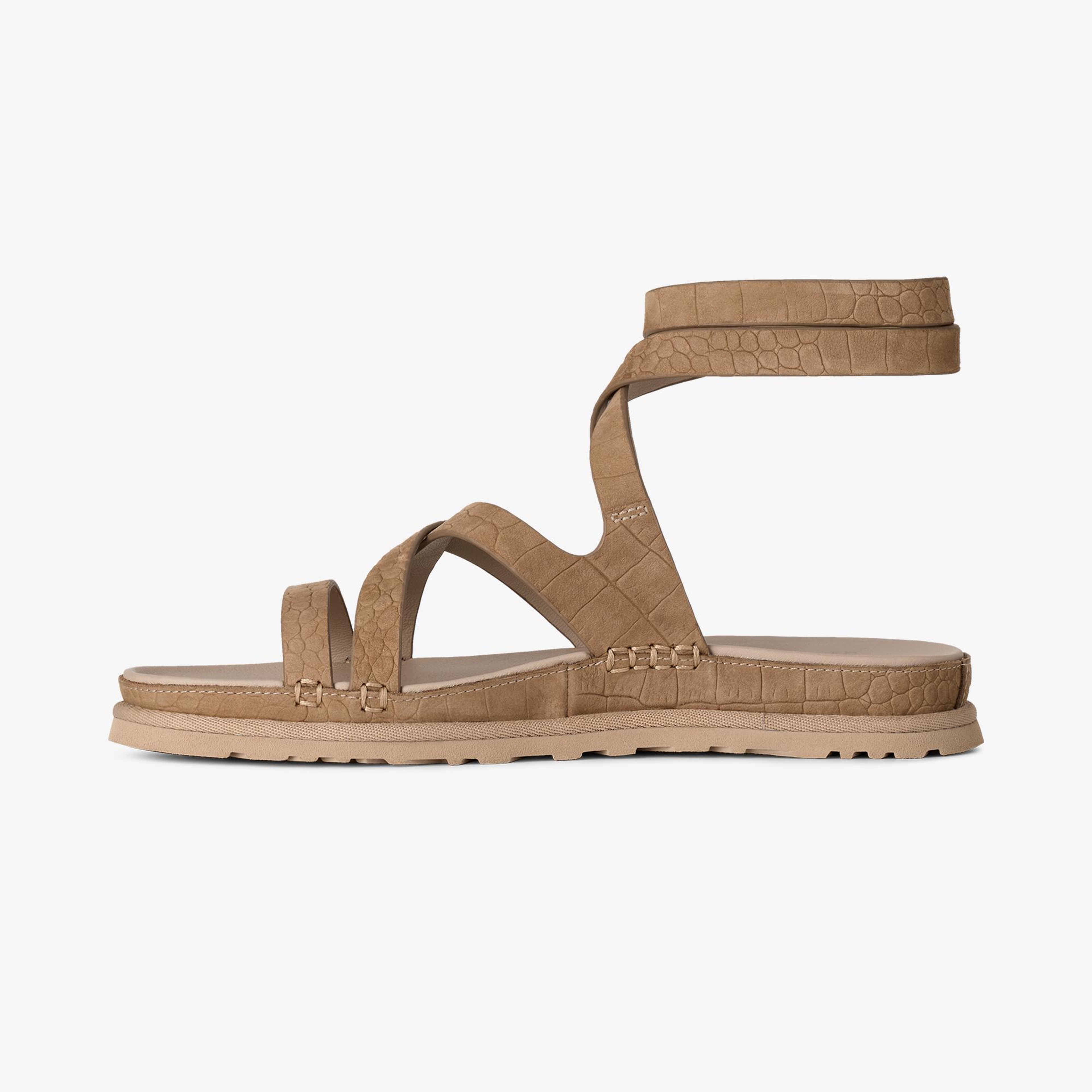UGG Goldengaze Embossed Ankle Wrap Kadın Kahverengi Sandalet
