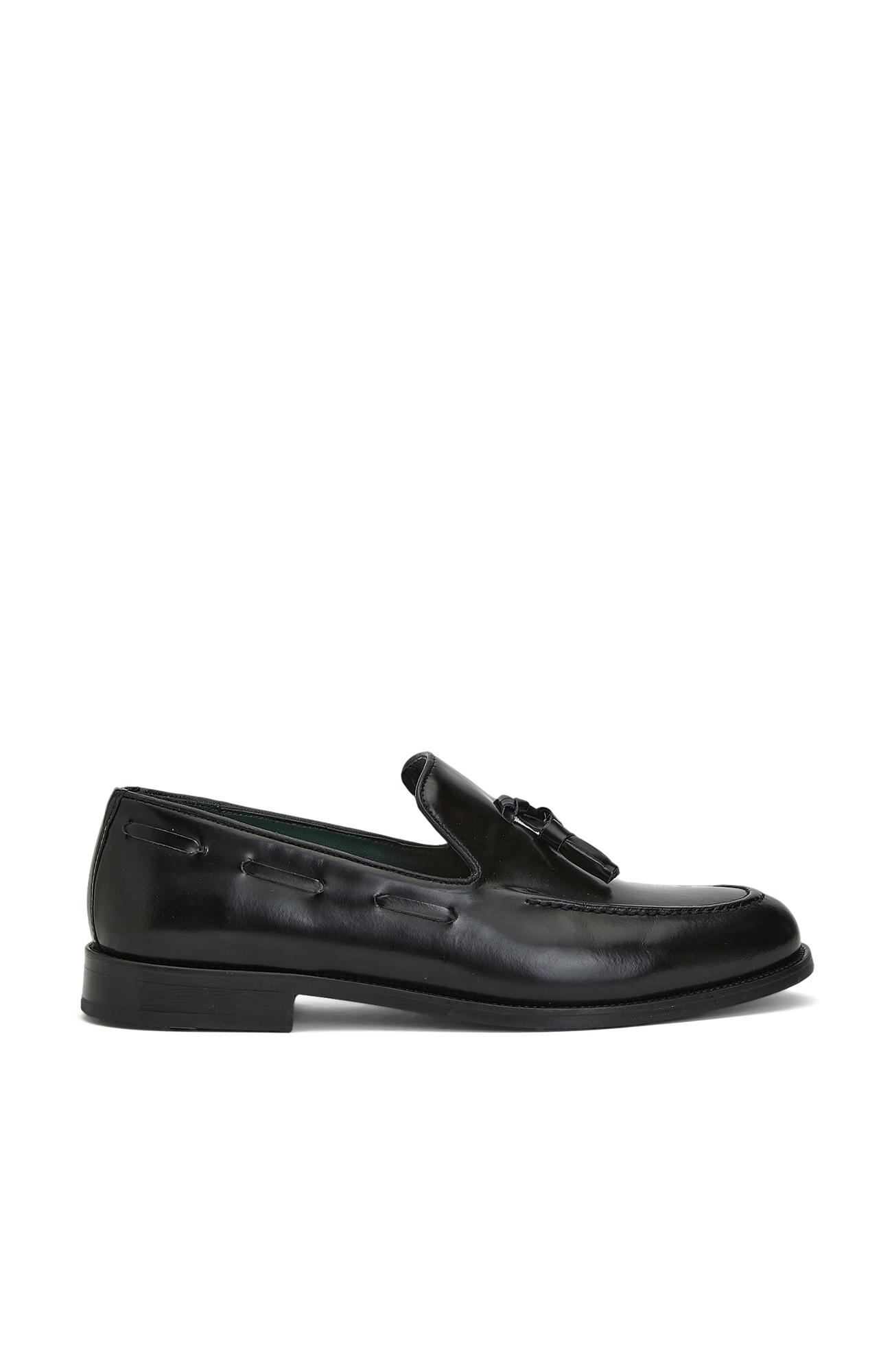 George Hogg Icons Erkek Siyah Püskül Detaylı Deri Loafer