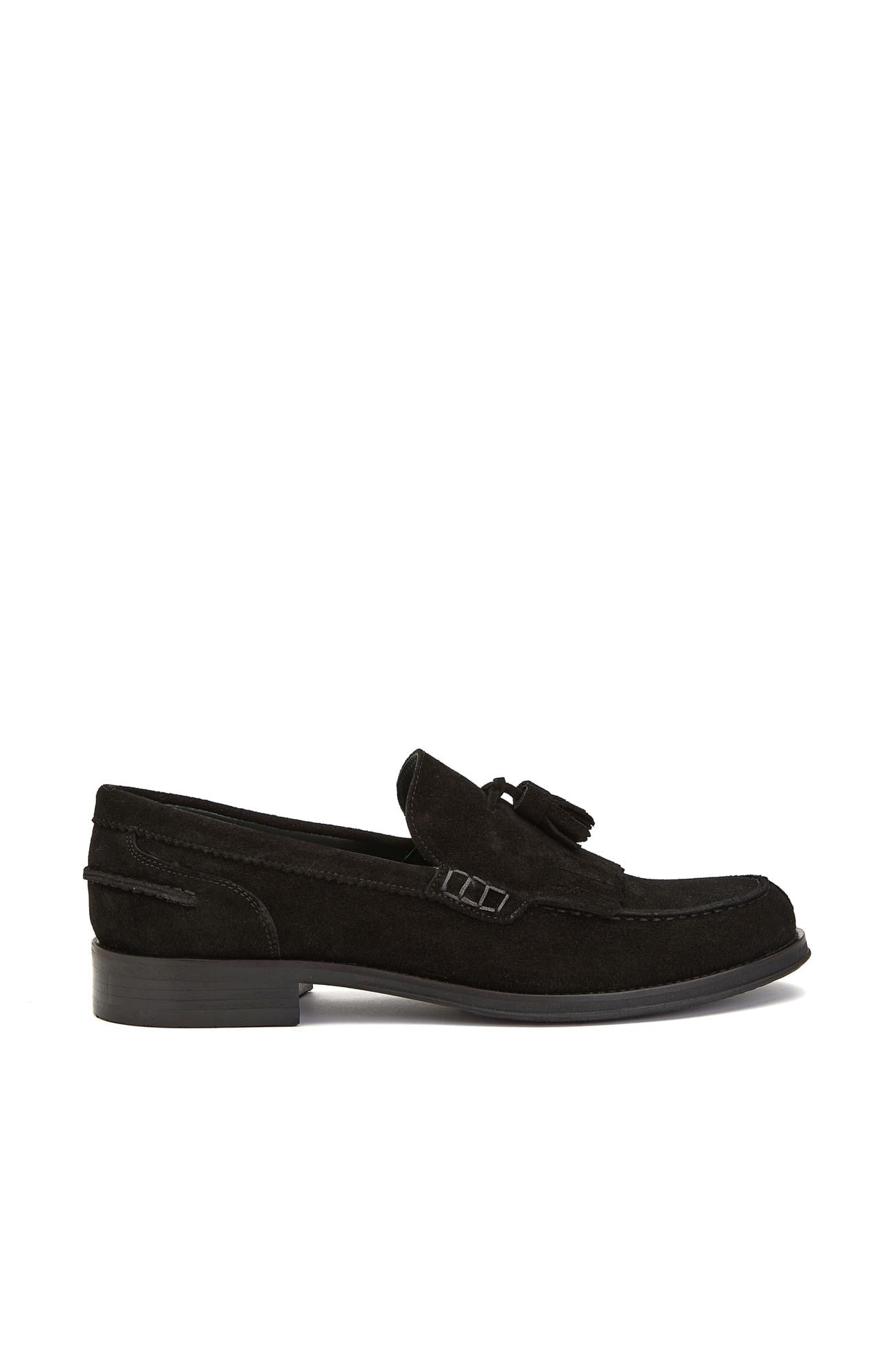 George Hogg Icons Erkek Siyah Püskül Detaylı Süet Loafer