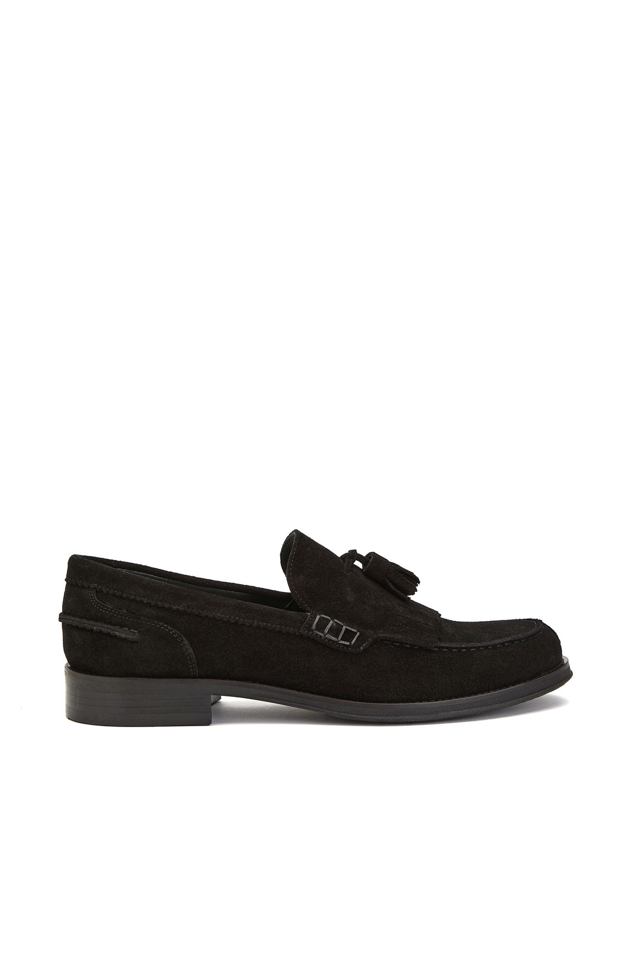 George Hogg Icons Erkek Siyah Püskül Detaylı Süet Loafer