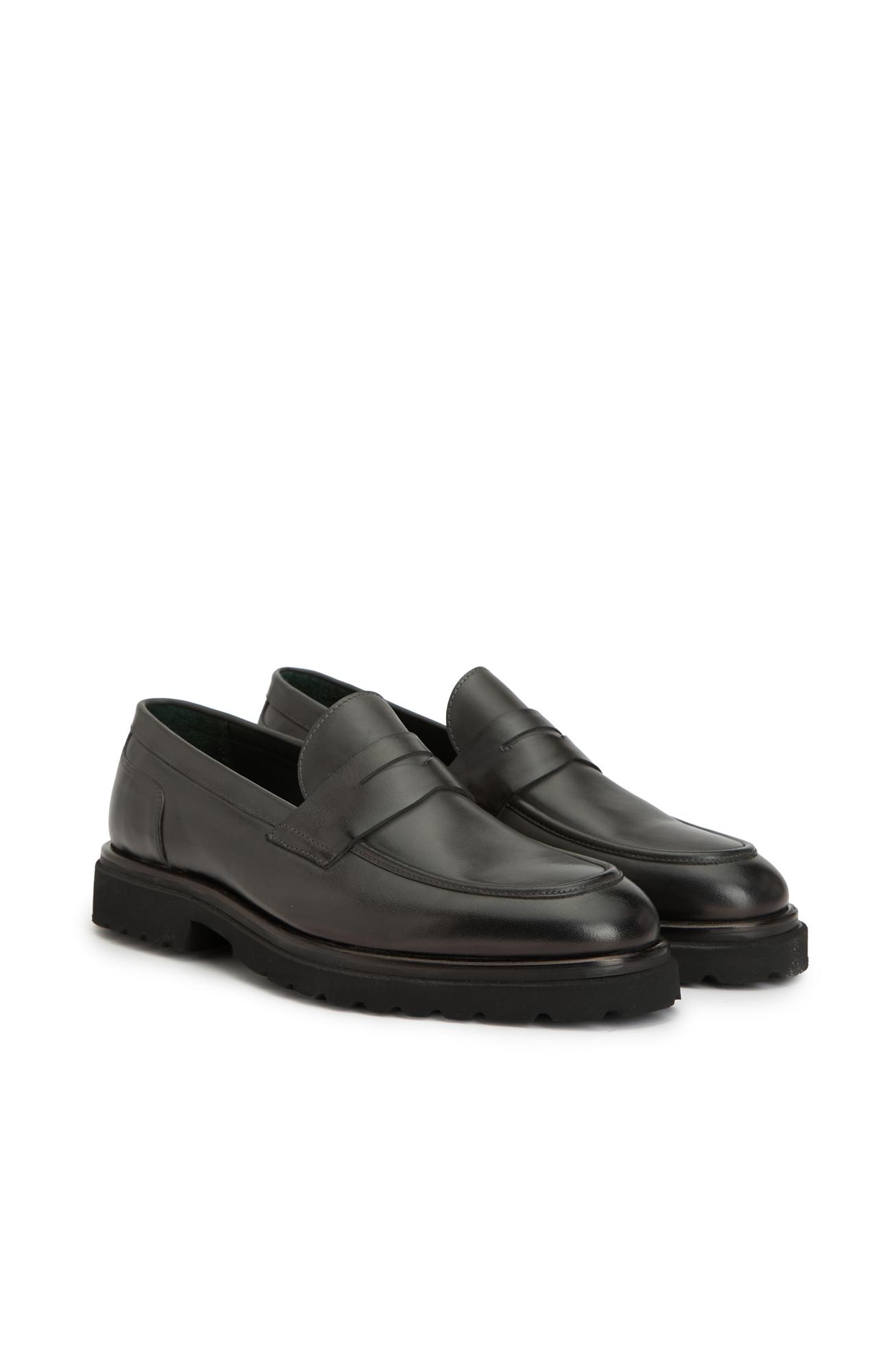 George Hogg Erkek Gri Deri Loafer