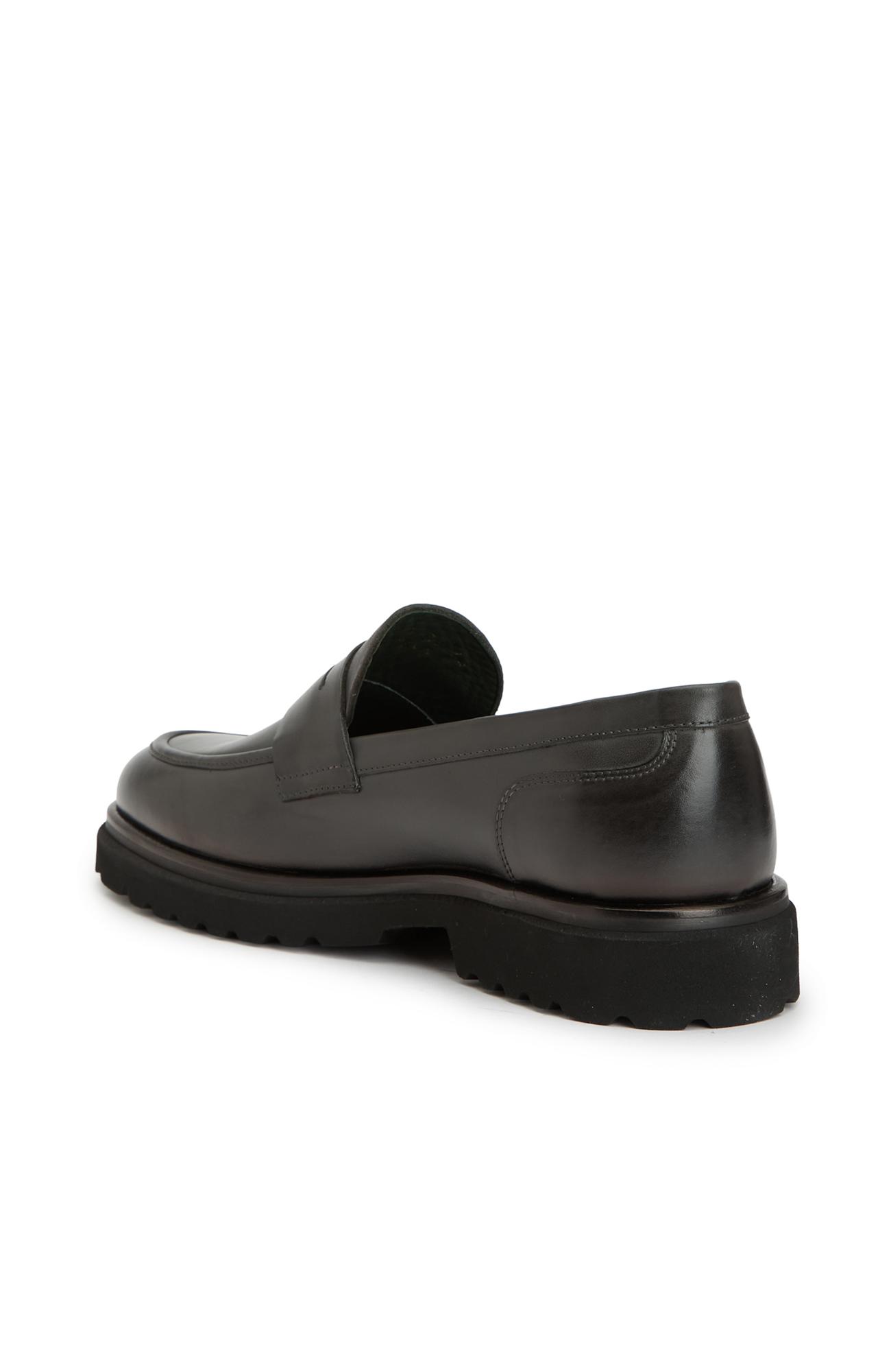 George Hogg Erkek Gri Deri Loafer