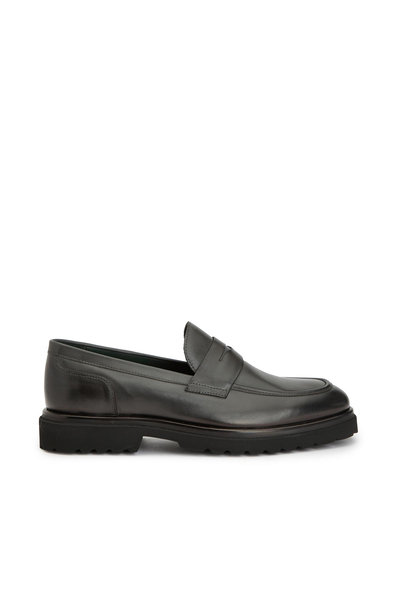 George Hogg Erkek Gri Deri Loafer