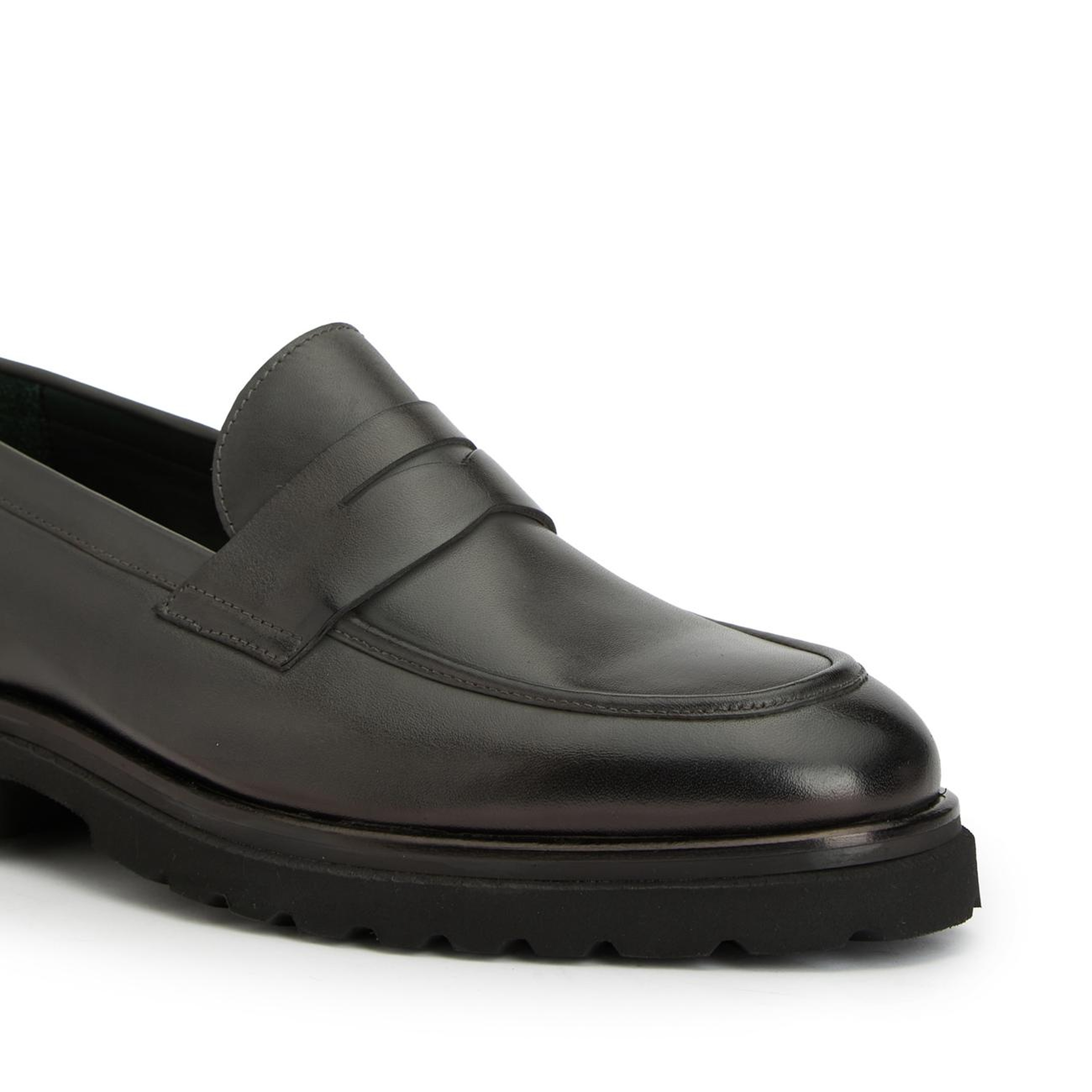 George Hogg Erkek Gri Deri Loafer