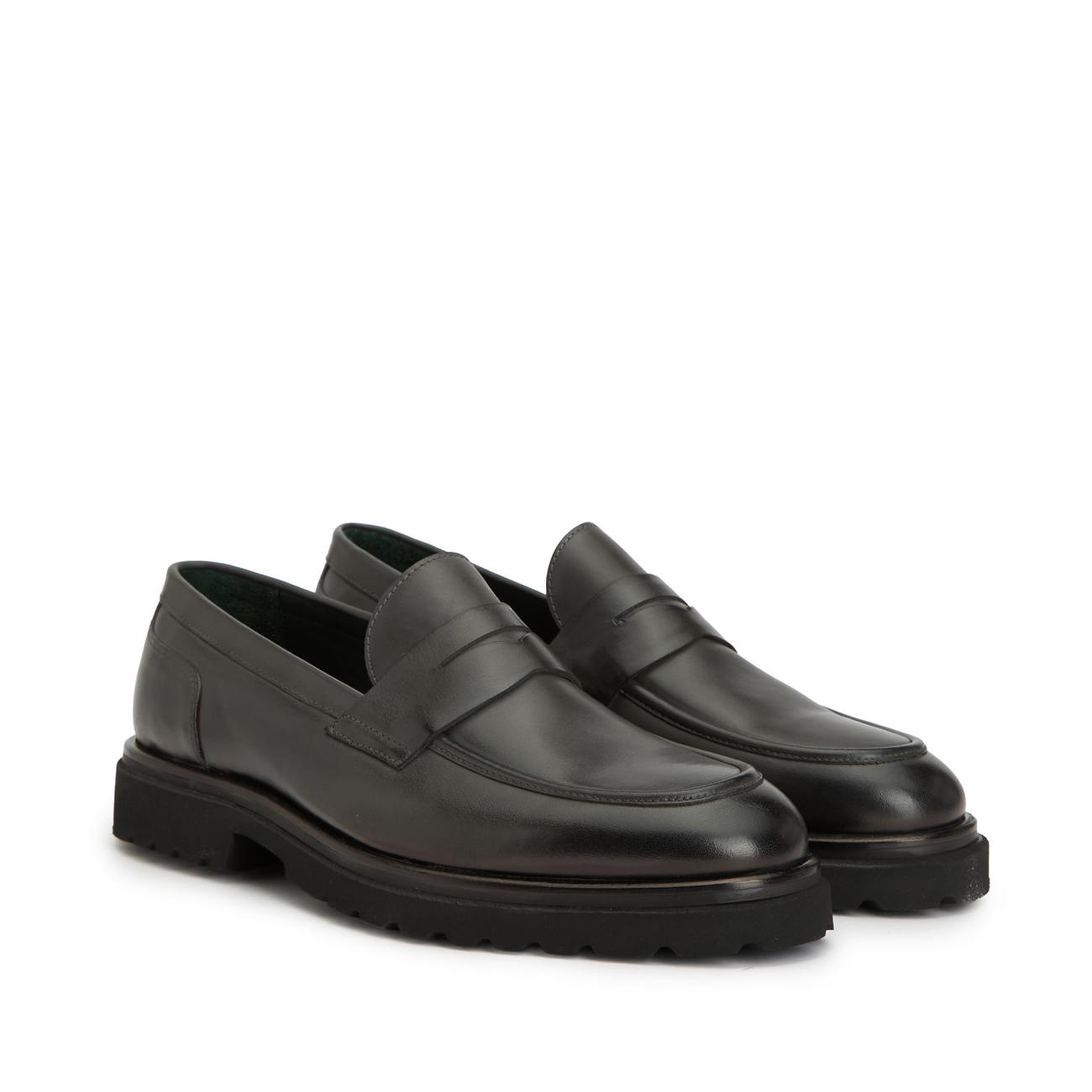 George Hogg Erkek Gri Deri Loafer