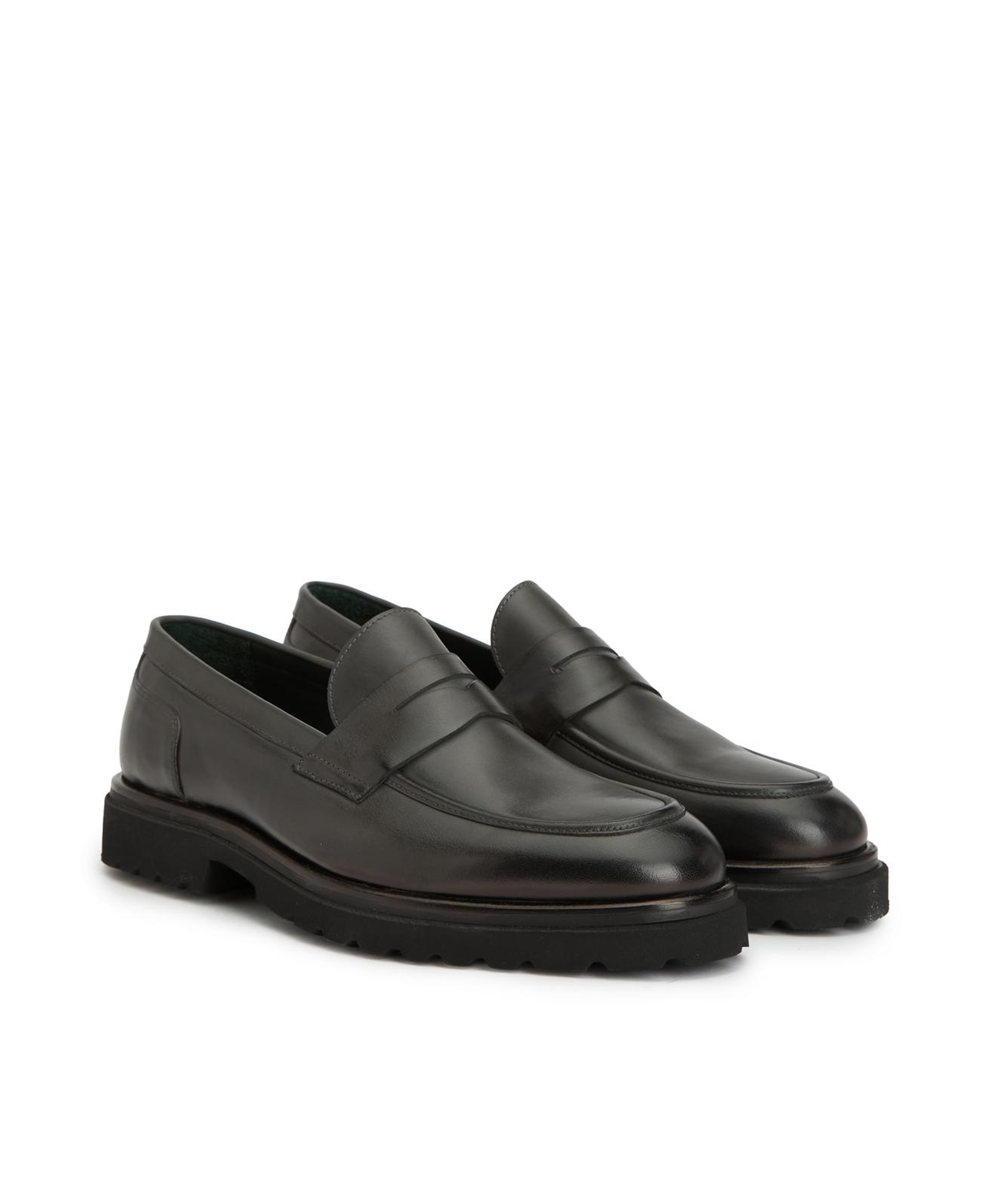 George Hogg Erkek Gri Deri Loafer