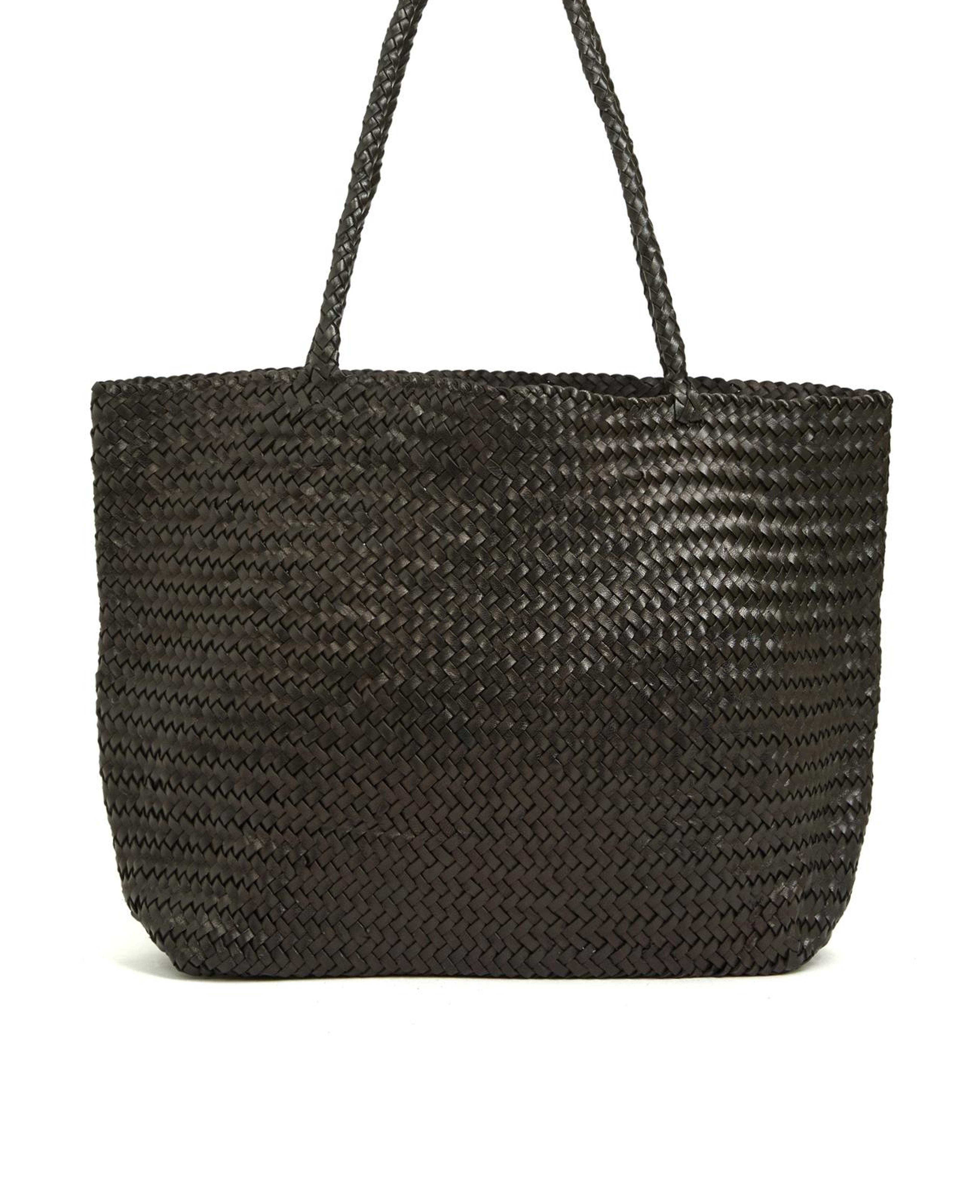 George Hogg Kadın Siyah Örgü Deri Shopper Çanta