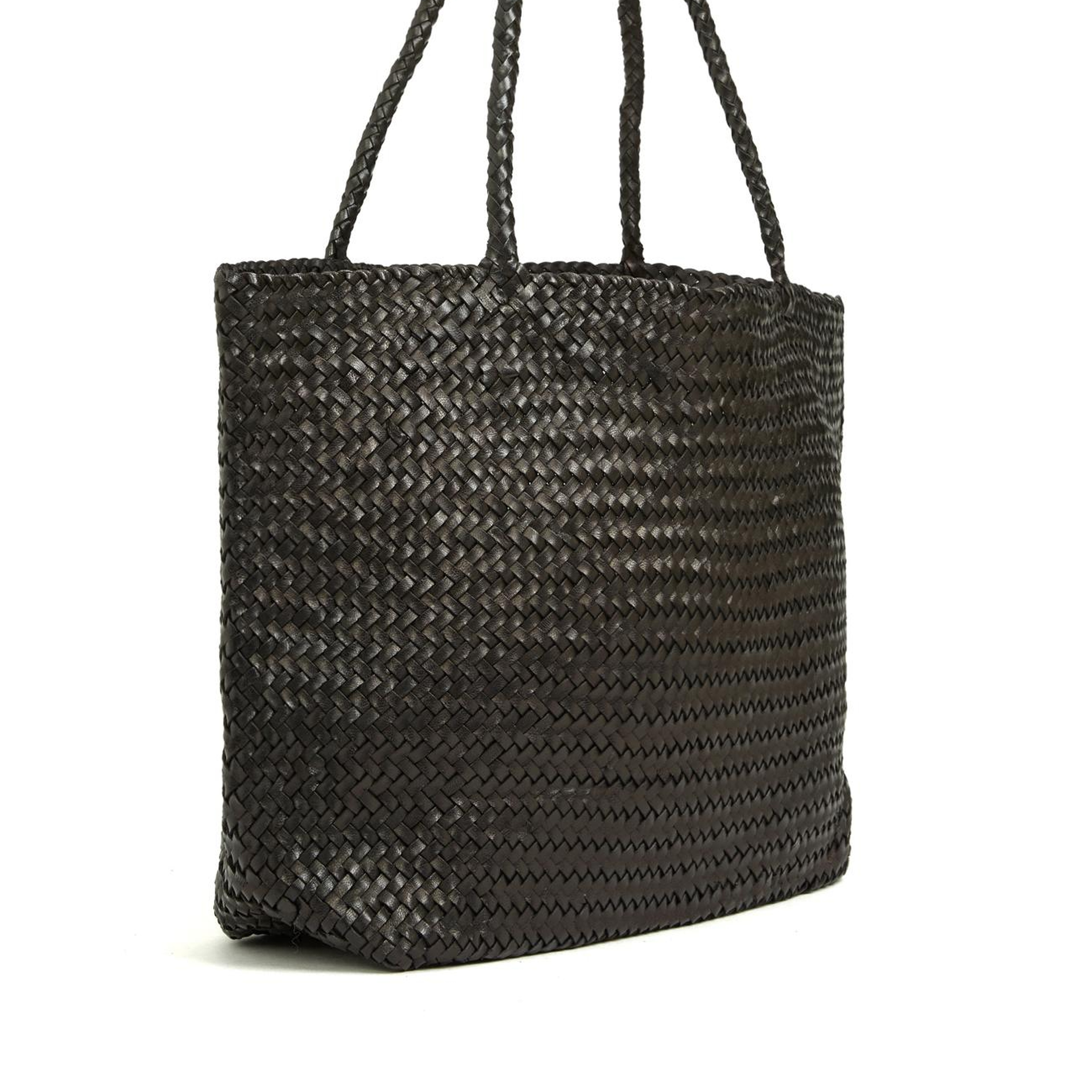 George Hogg Kadın Siyah Örgü Deri Shopper Çanta