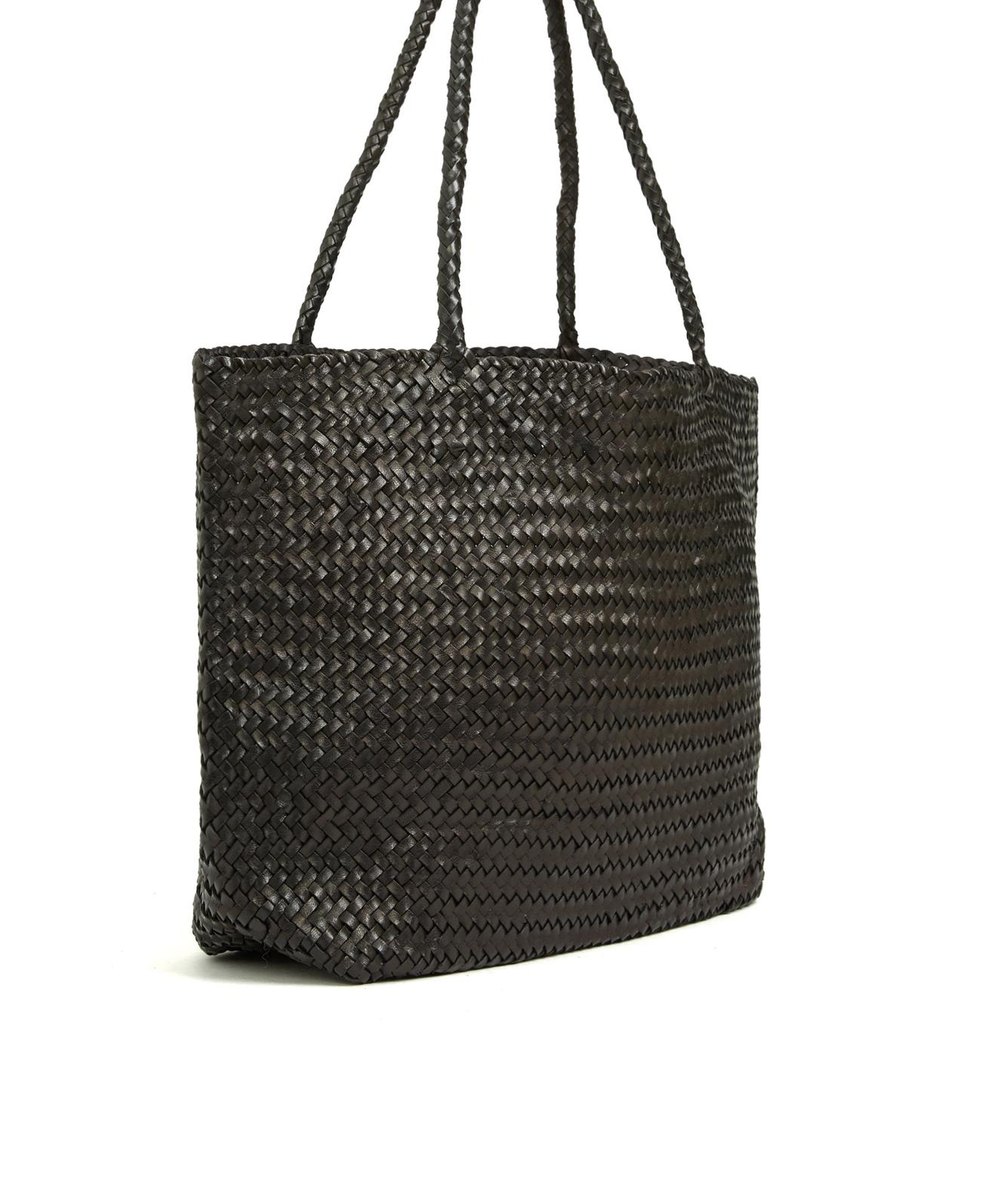 George Hogg Kadın Siyah Örgü Deri Shopper Çanta