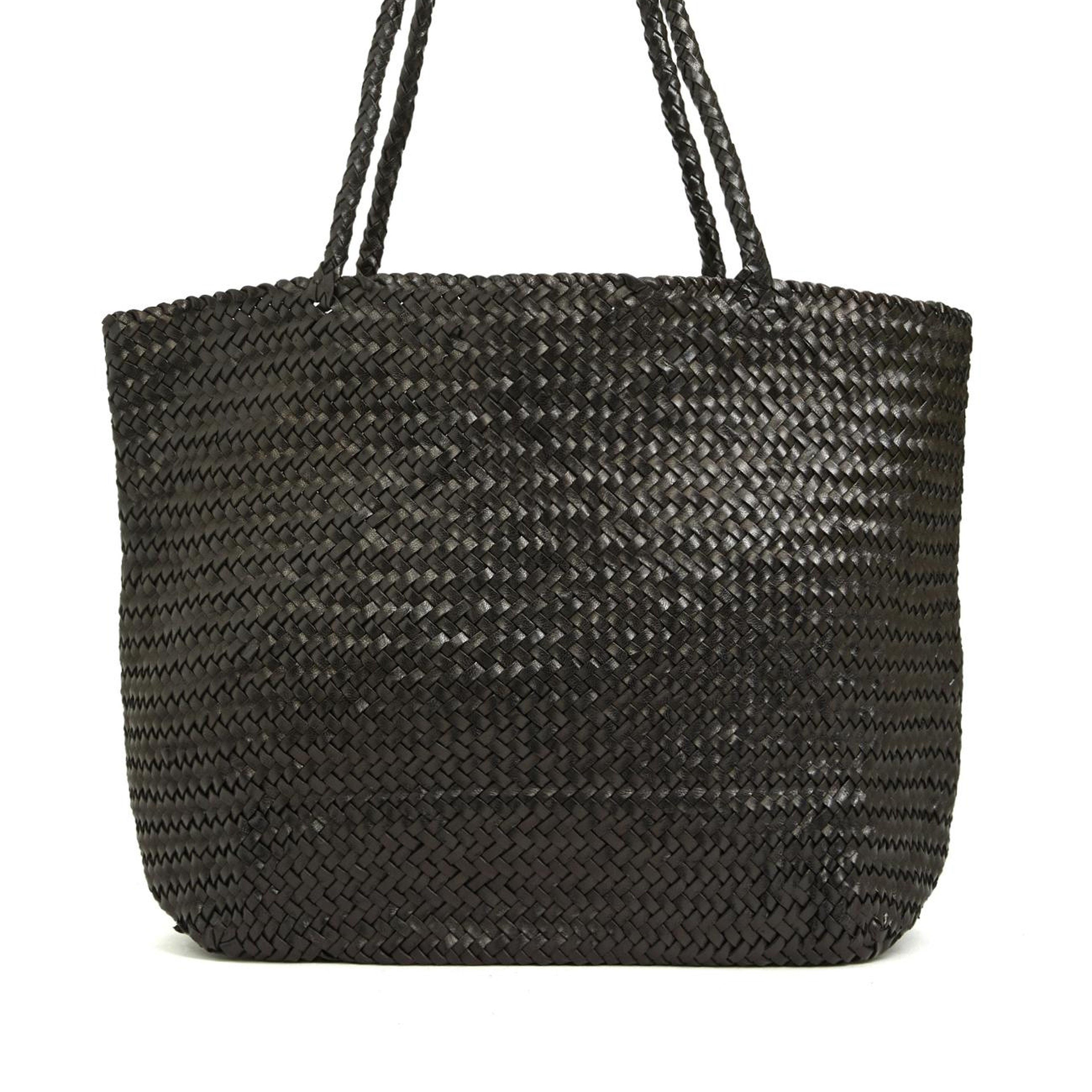 George Hogg Kadın Siyah Örgü Deri Shopper Çanta