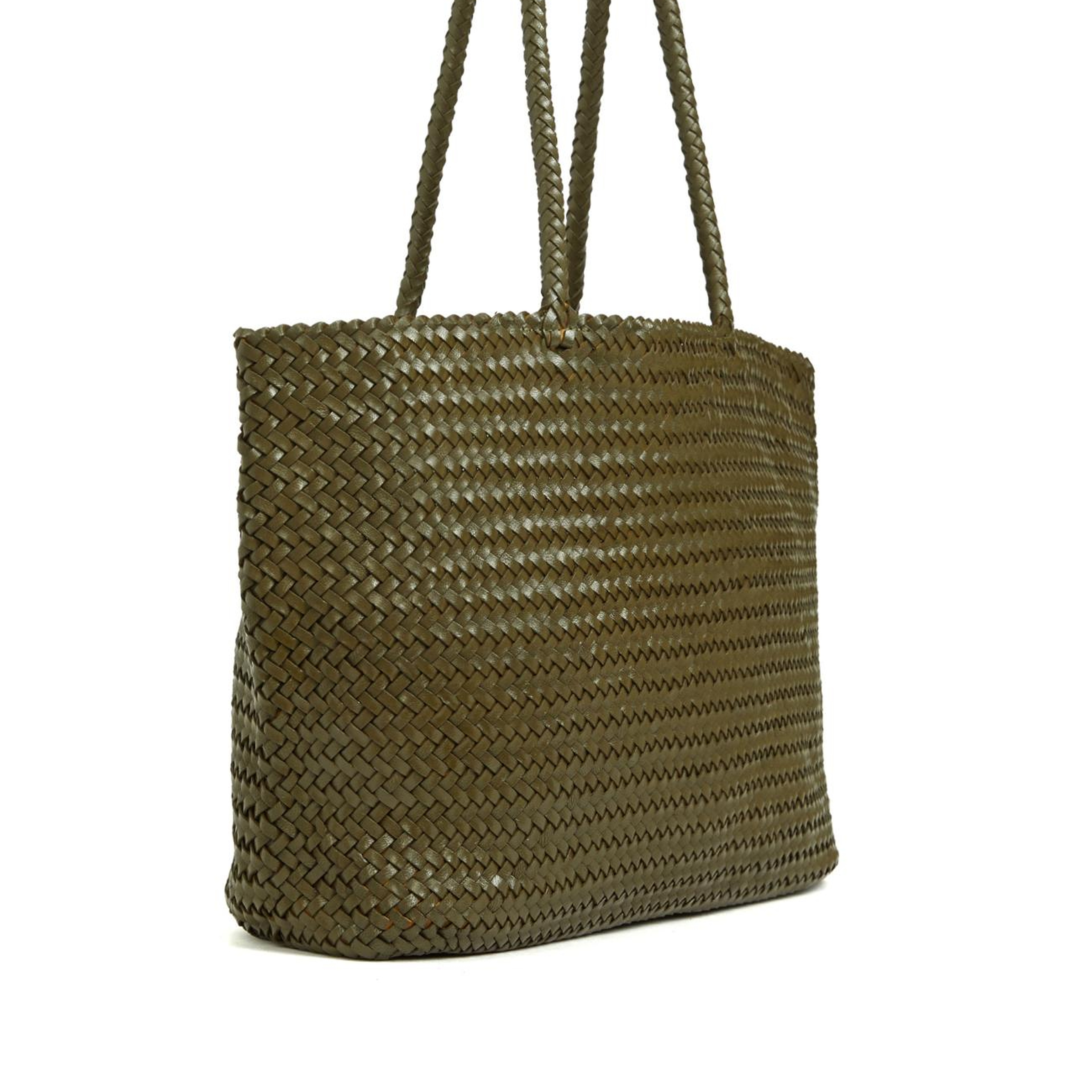 George Hogg Kadın Yeşil Örgü Deri Shopper Çanta