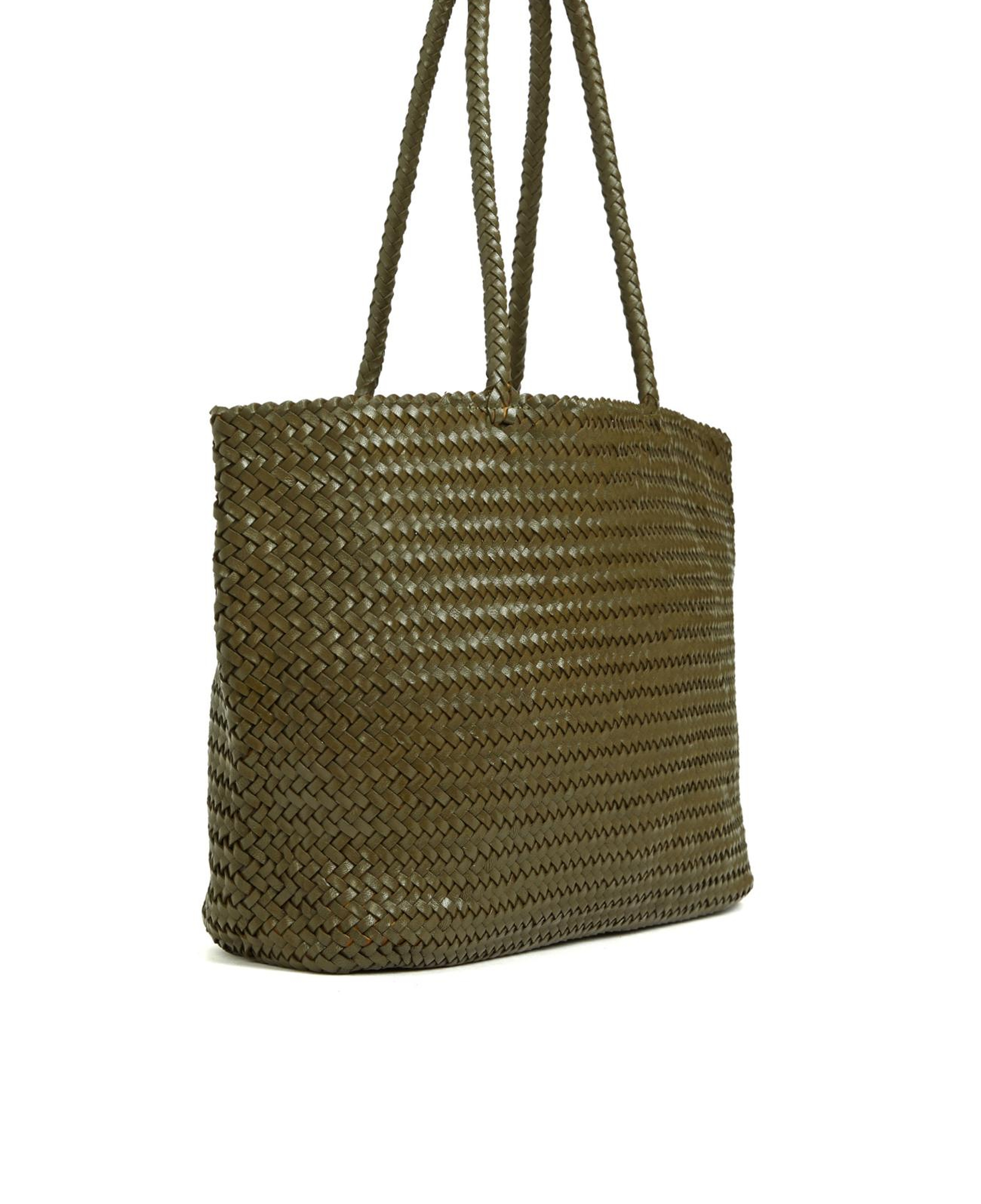 George Hogg Kadın Yeşil Örgü Deri Shopper Çanta