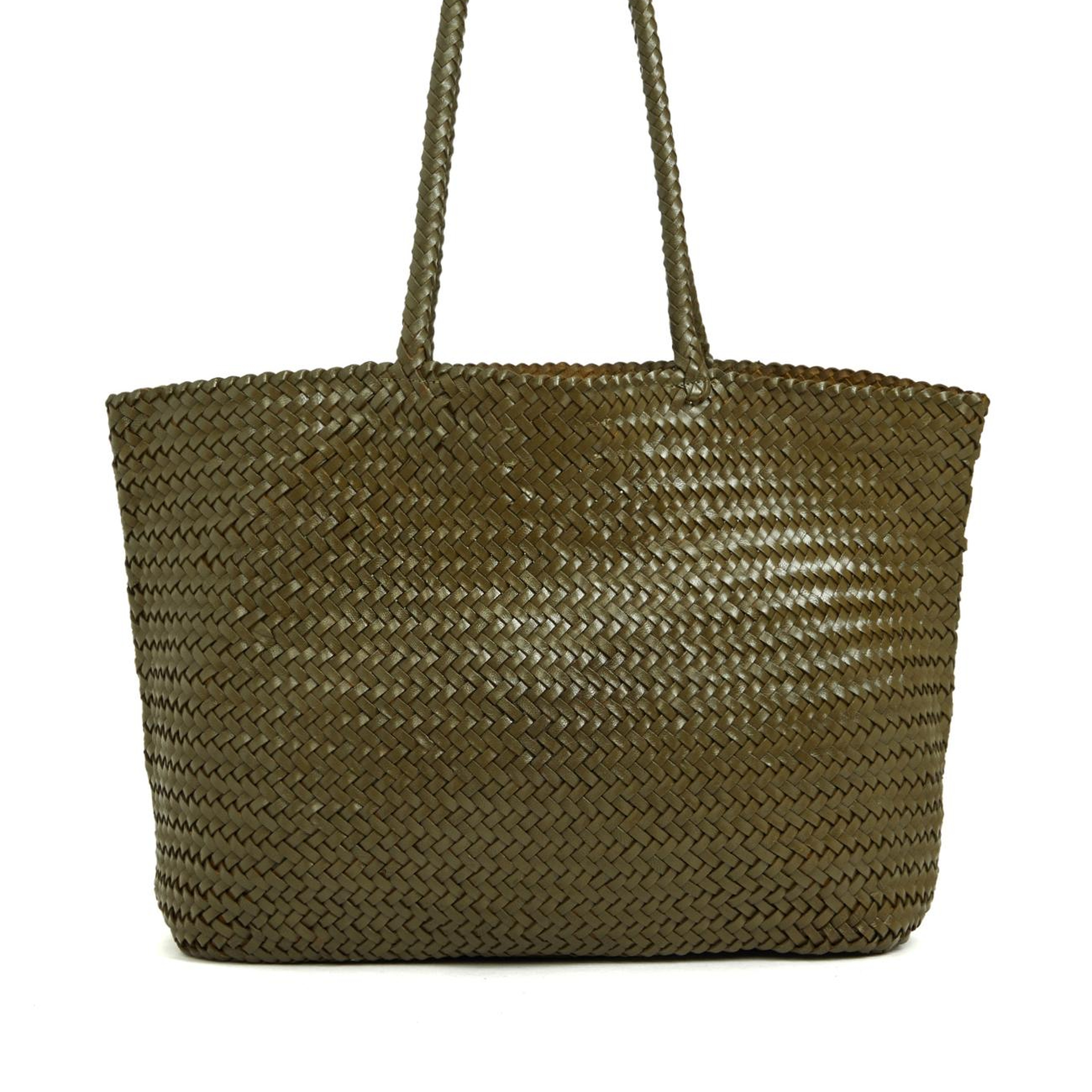 George Hogg Kadın Yeşil Örgü Deri Shopper Çanta