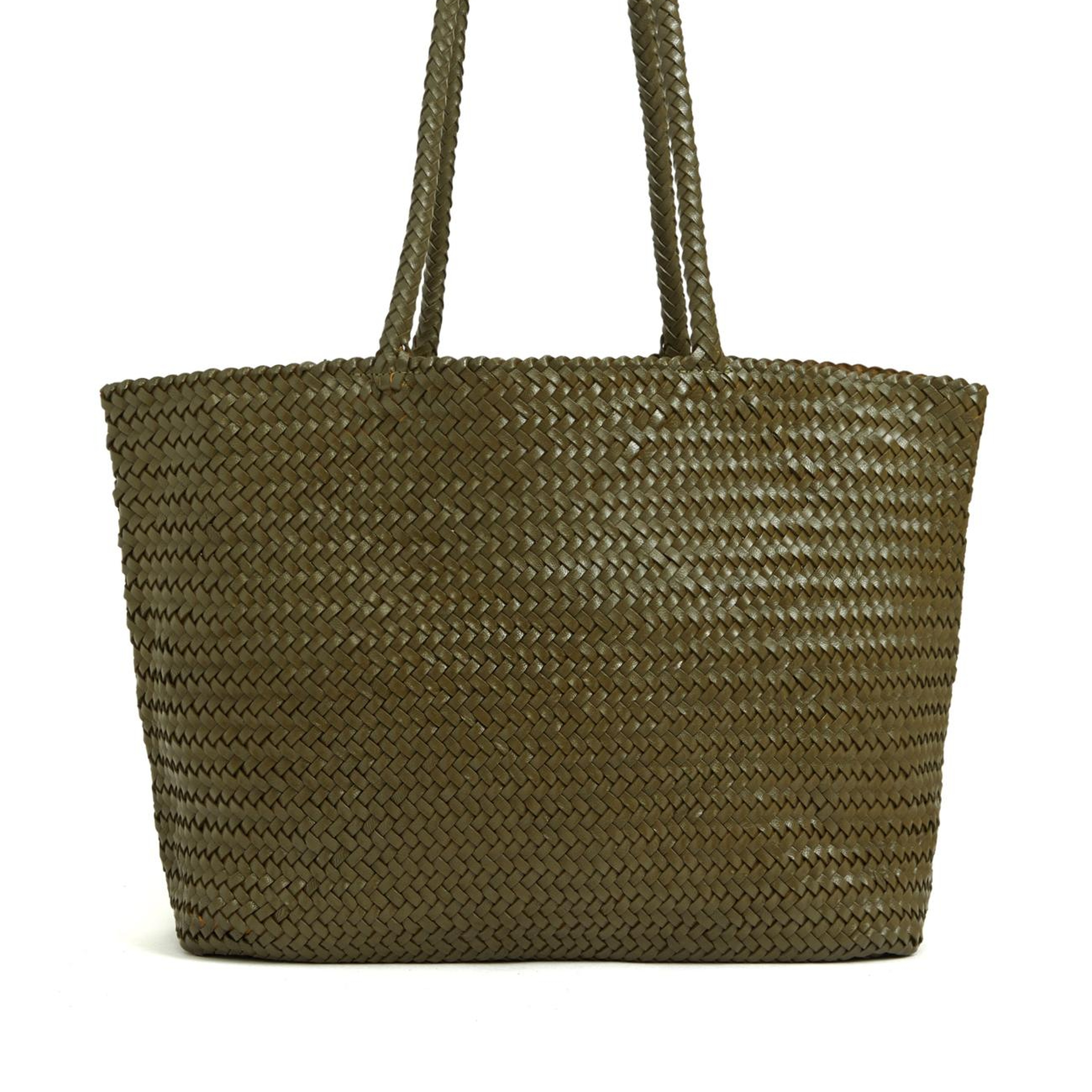 George Hogg Kadın Yeşil Örgü Deri Shopper Çanta