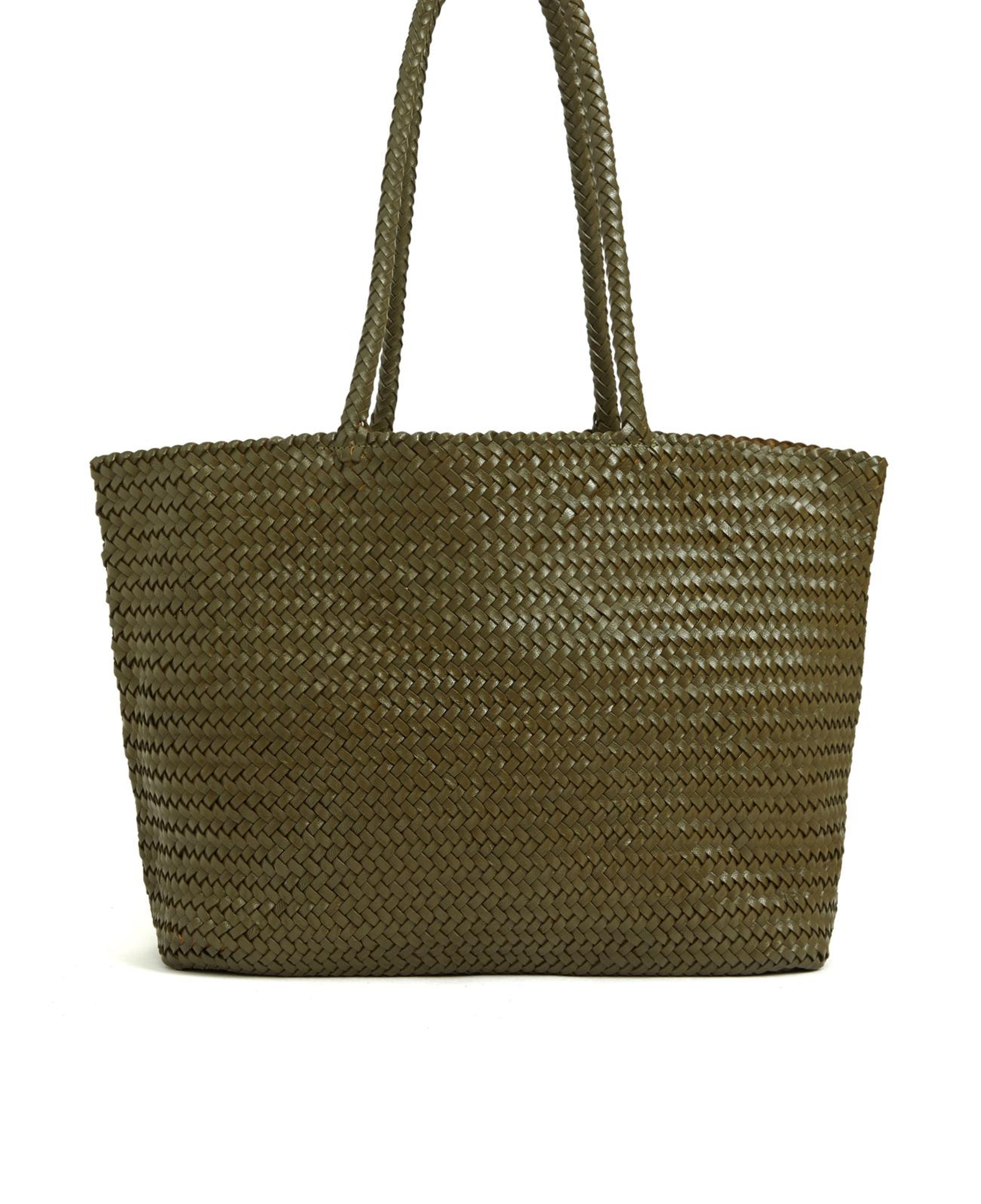 George Hogg Kadın Yeşil Örgü Deri Shopper Çanta