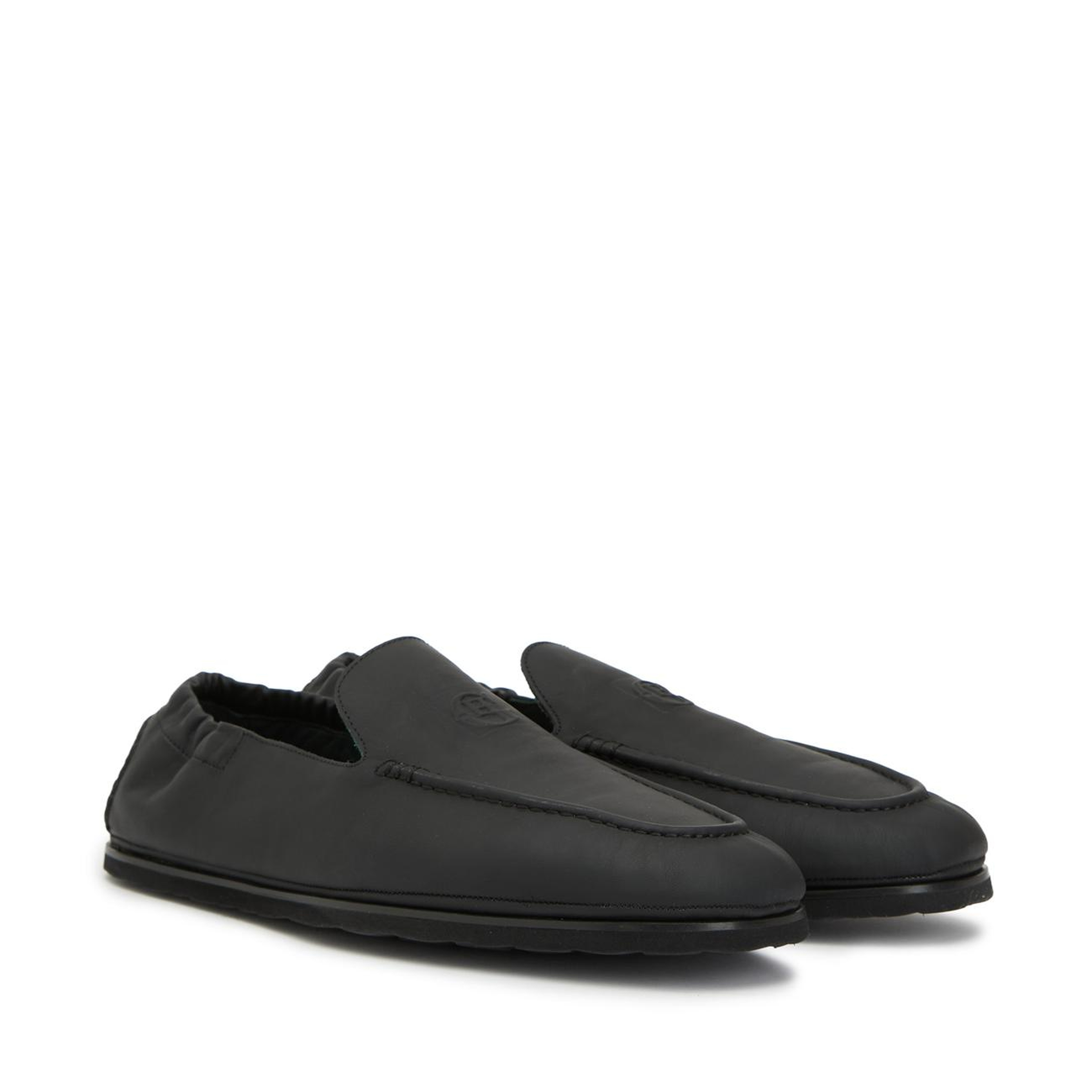 George Hogg Erkek Siyah Lastik Detaylı Deri Loafer