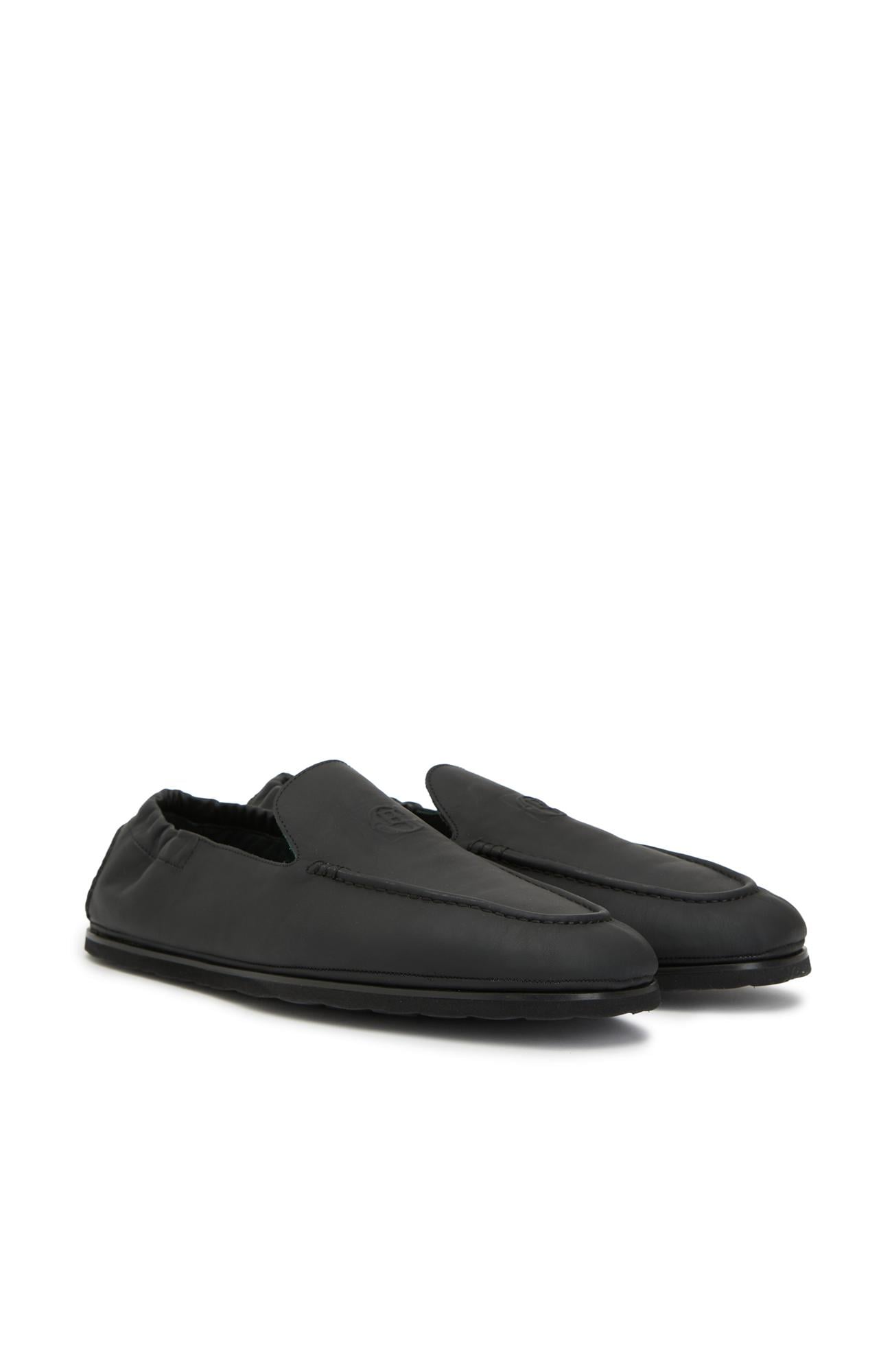 George Hogg Erkek Siyah Lastik Detaylı Deri Loafer