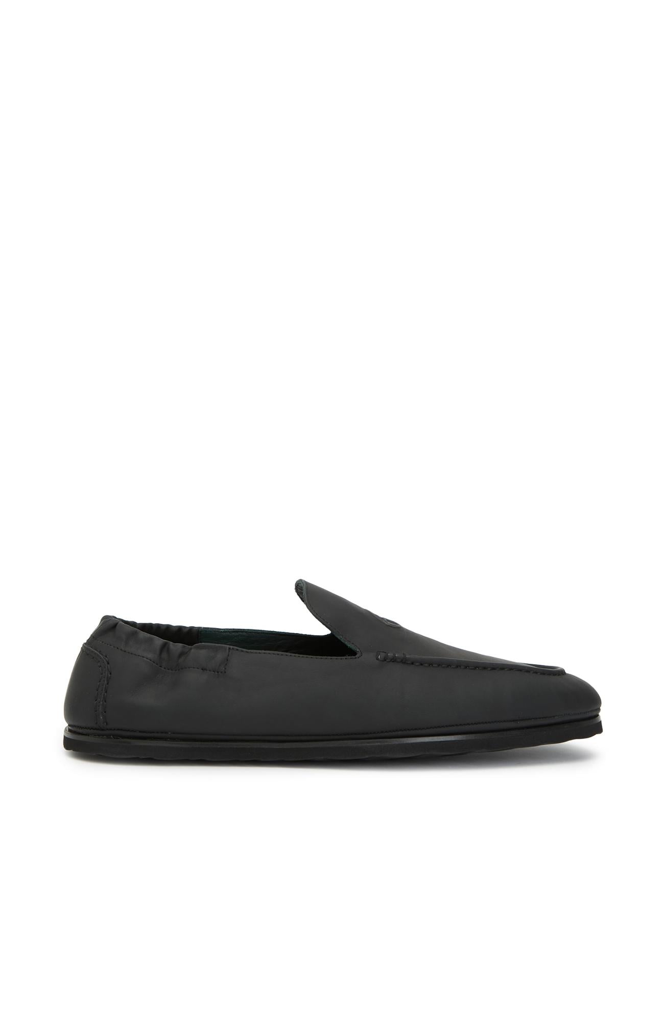 George Hogg Erkek Siyah Lastik Detaylı Deri Loafer
