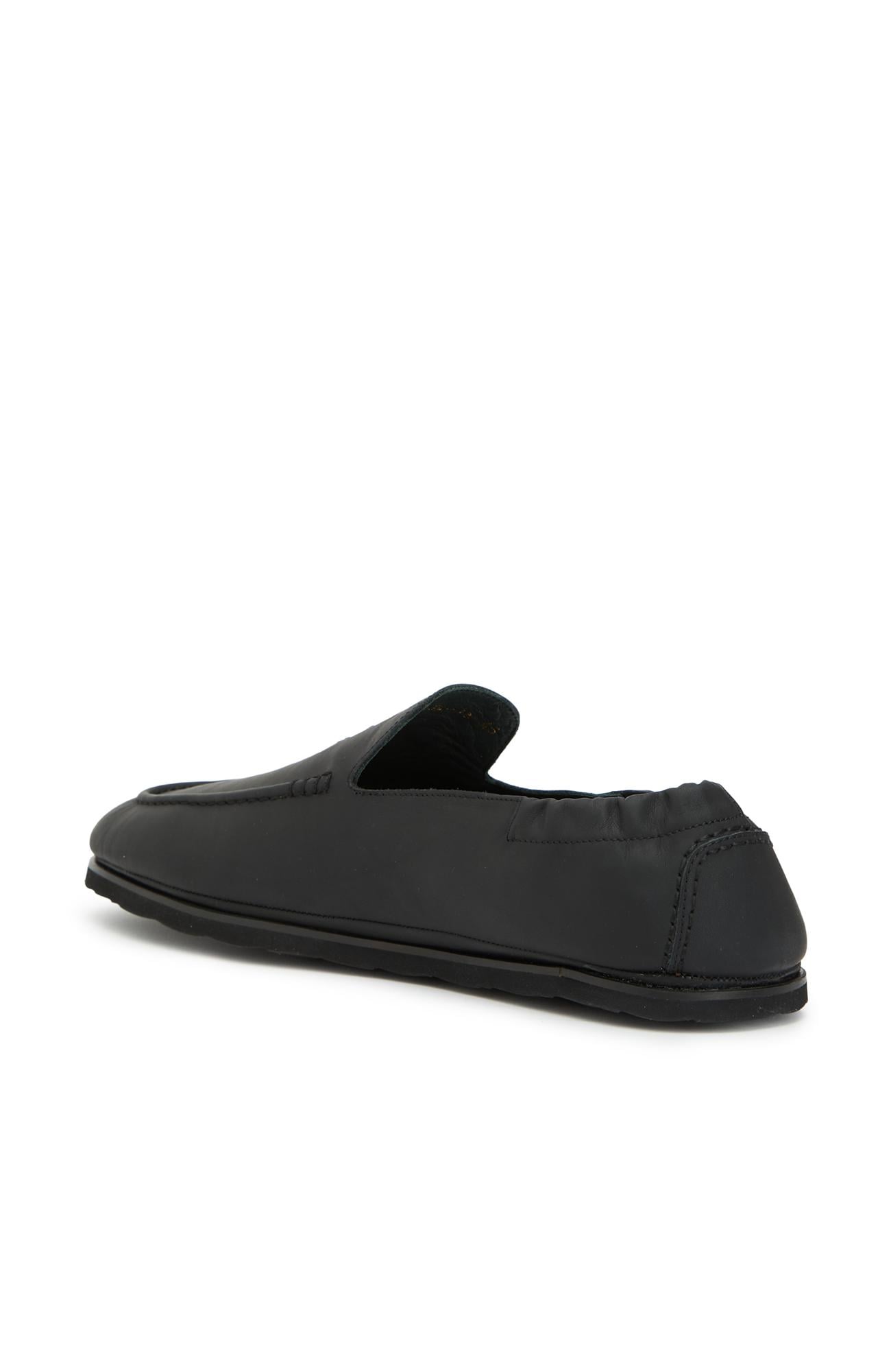 George Hogg Erkek Siyah Lastik Detaylı Deri Loafer