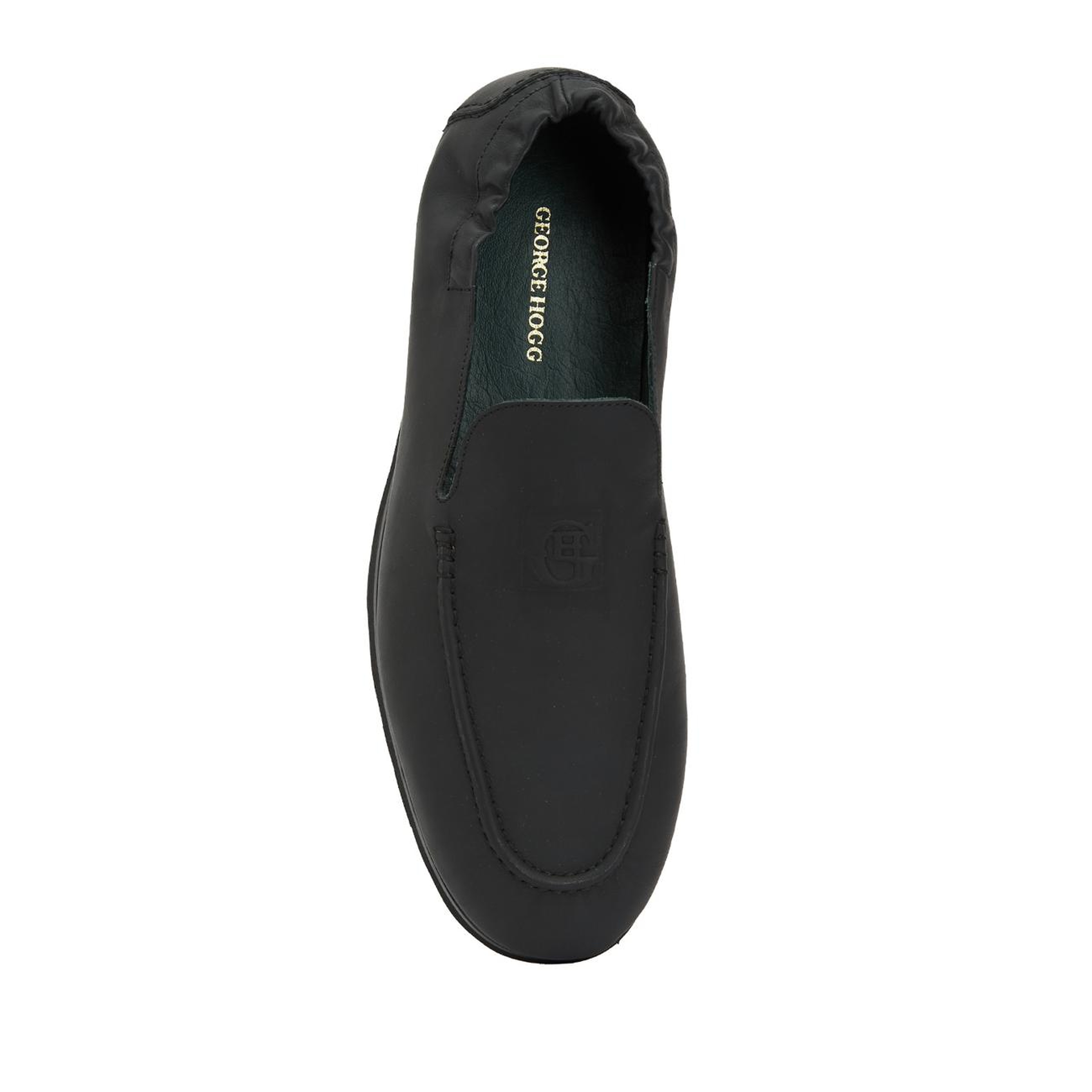 George Hogg Erkek Siyah Lastik Detaylı Deri Loafer