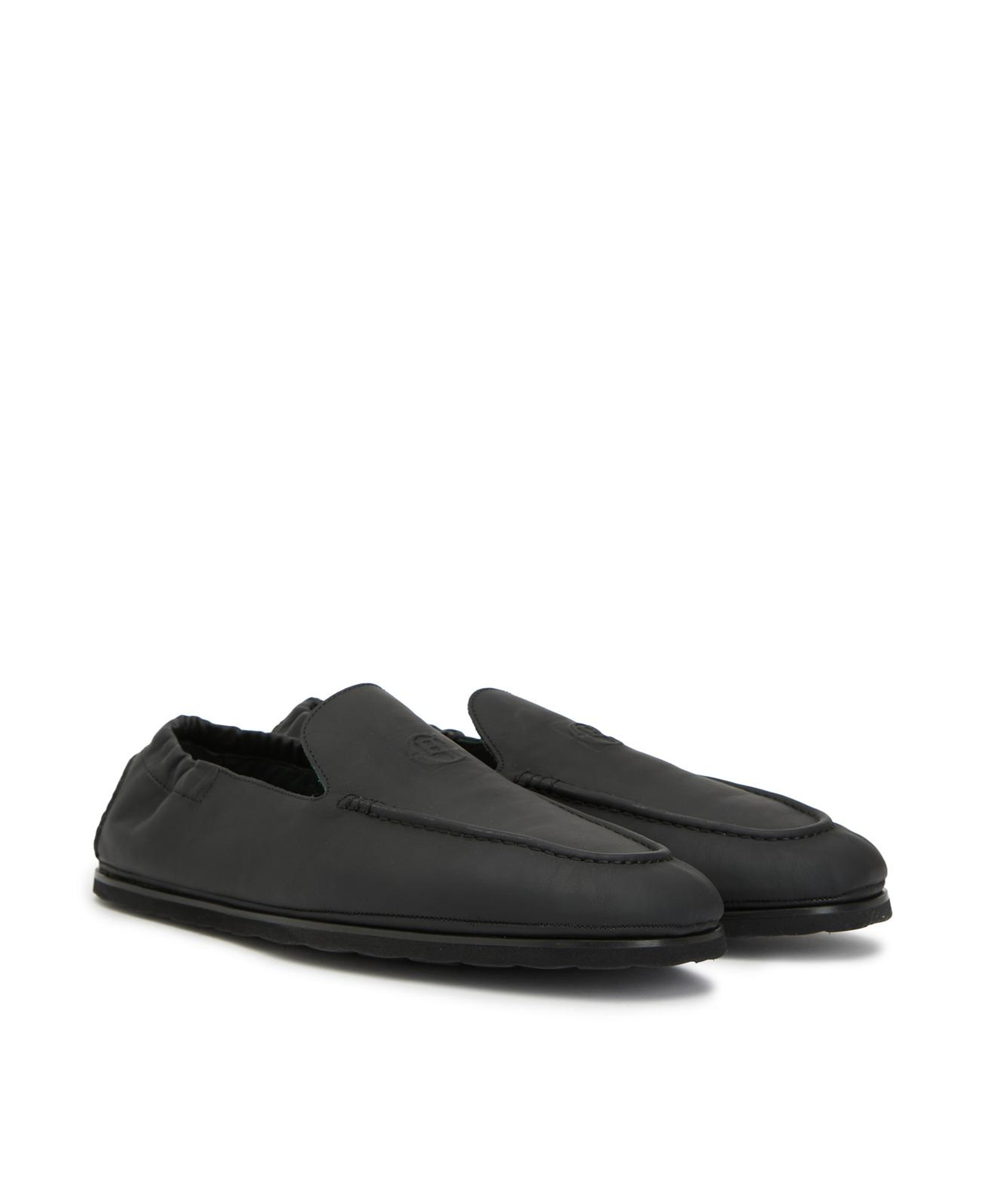 George Hogg Erkek Siyah Lastik Detaylı Deri Loafer