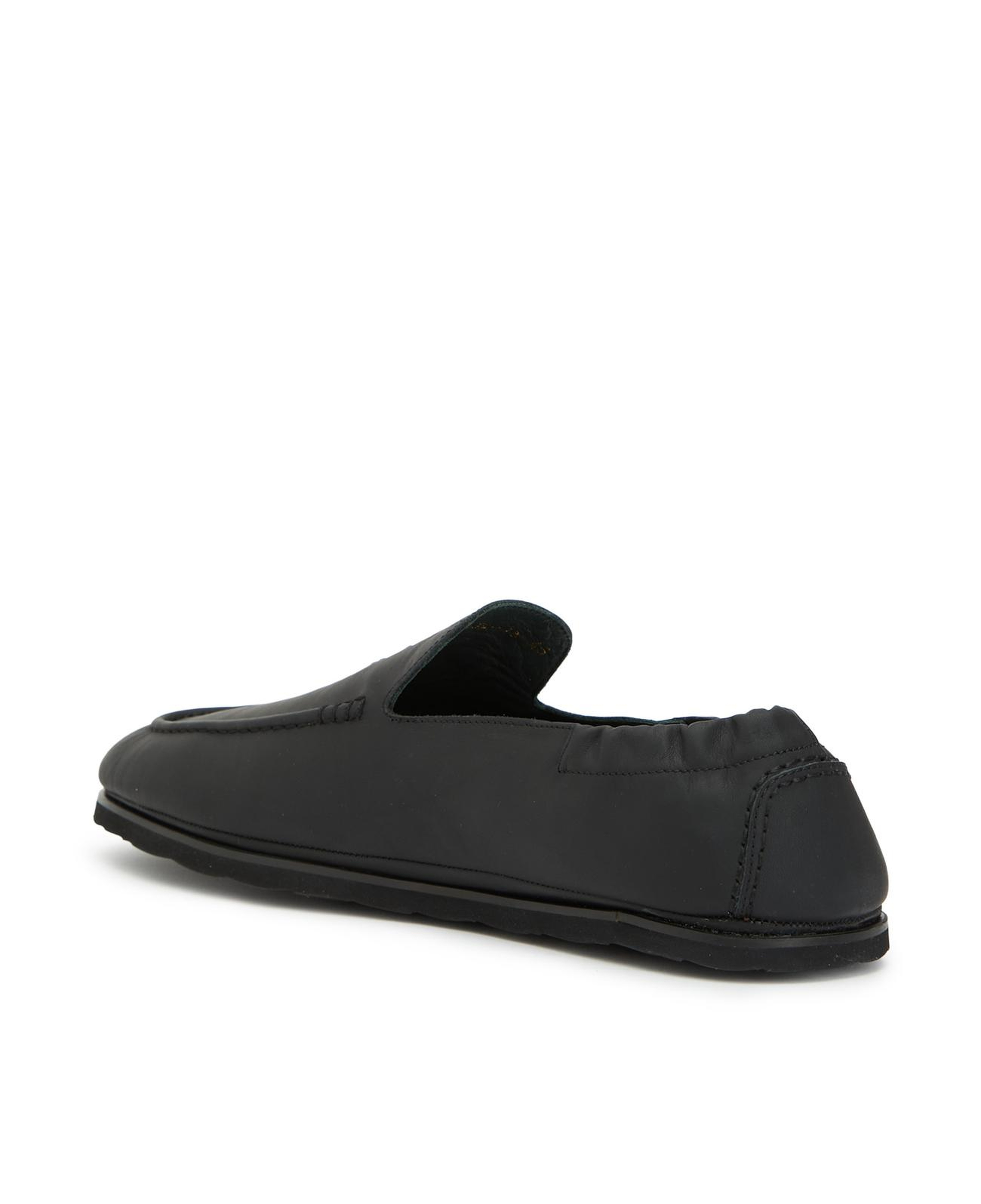 George Hogg Erkek Siyah Lastik Detaylı Deri Loafer