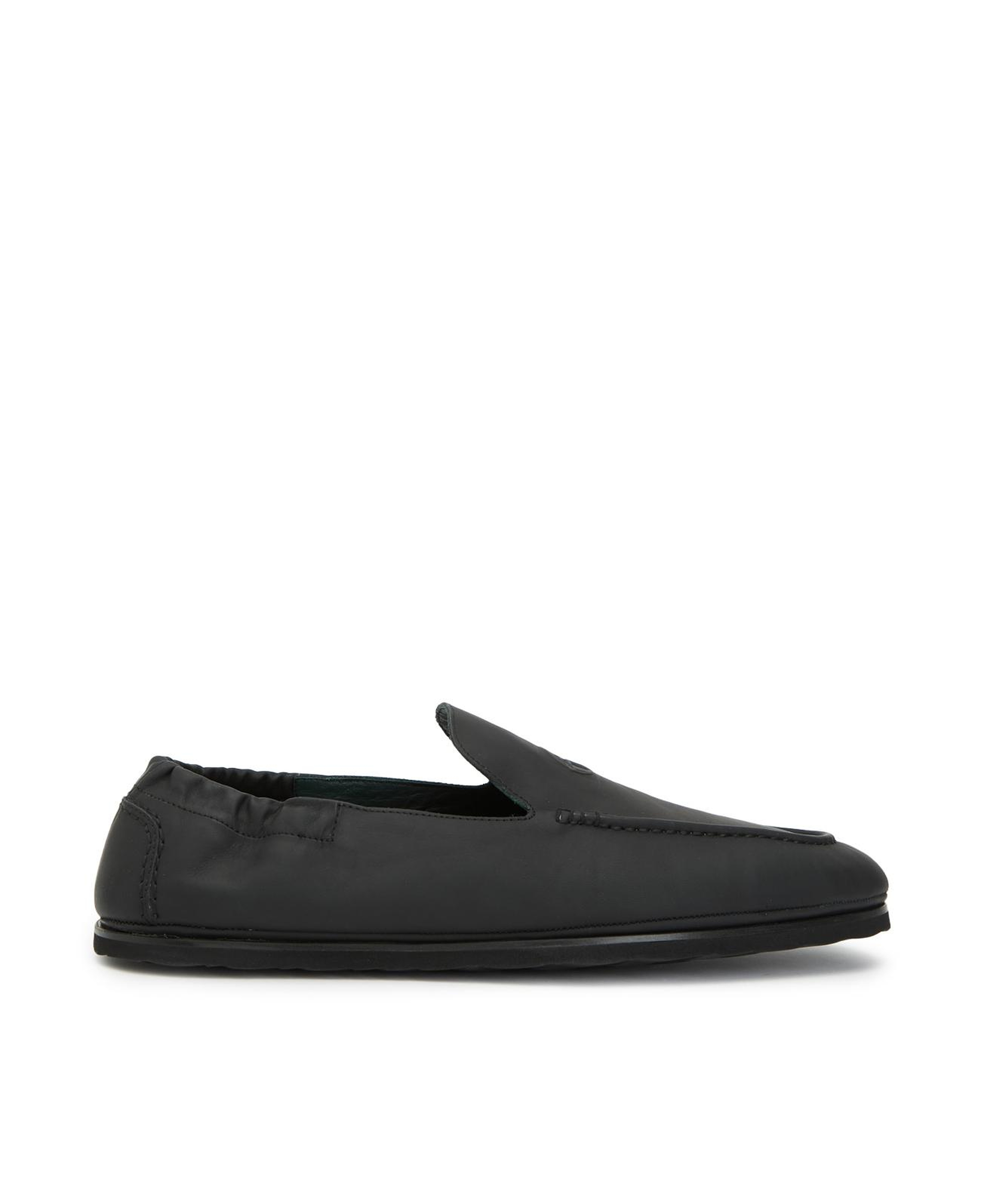 George Hogg Erkek Siyah Lastik Detaylı Deri Loafer