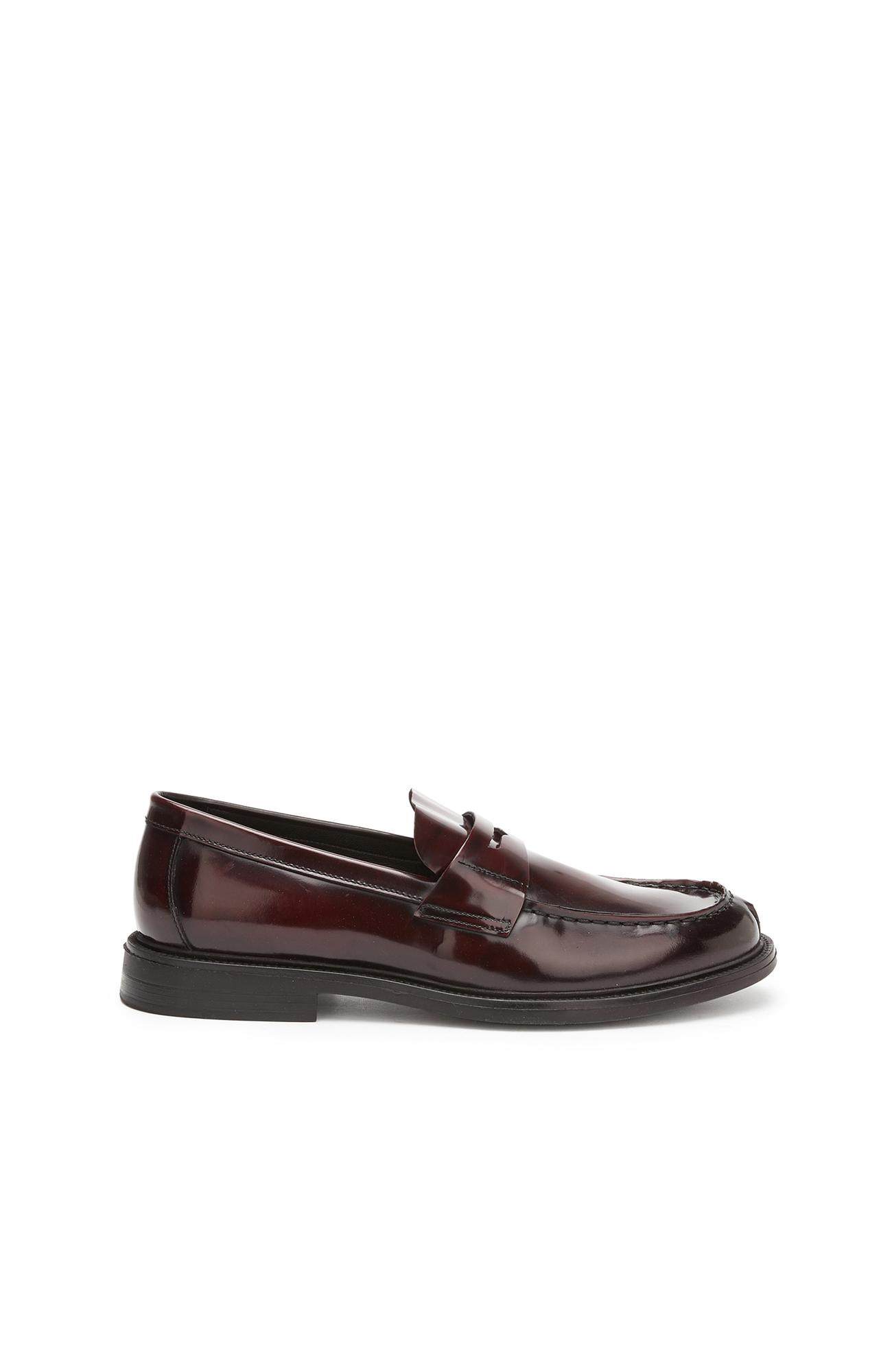 Divarese Erkek Bordo Saraç Detaylı Deri Loafer