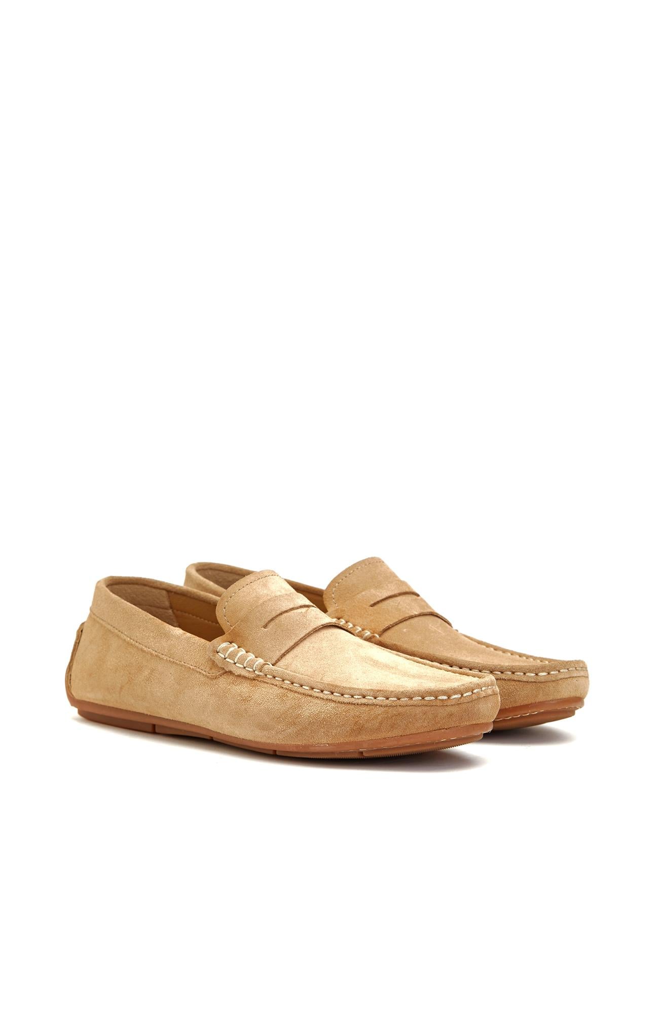 Divarese Erkek Camel Saraç Detaylı Süet Loafer