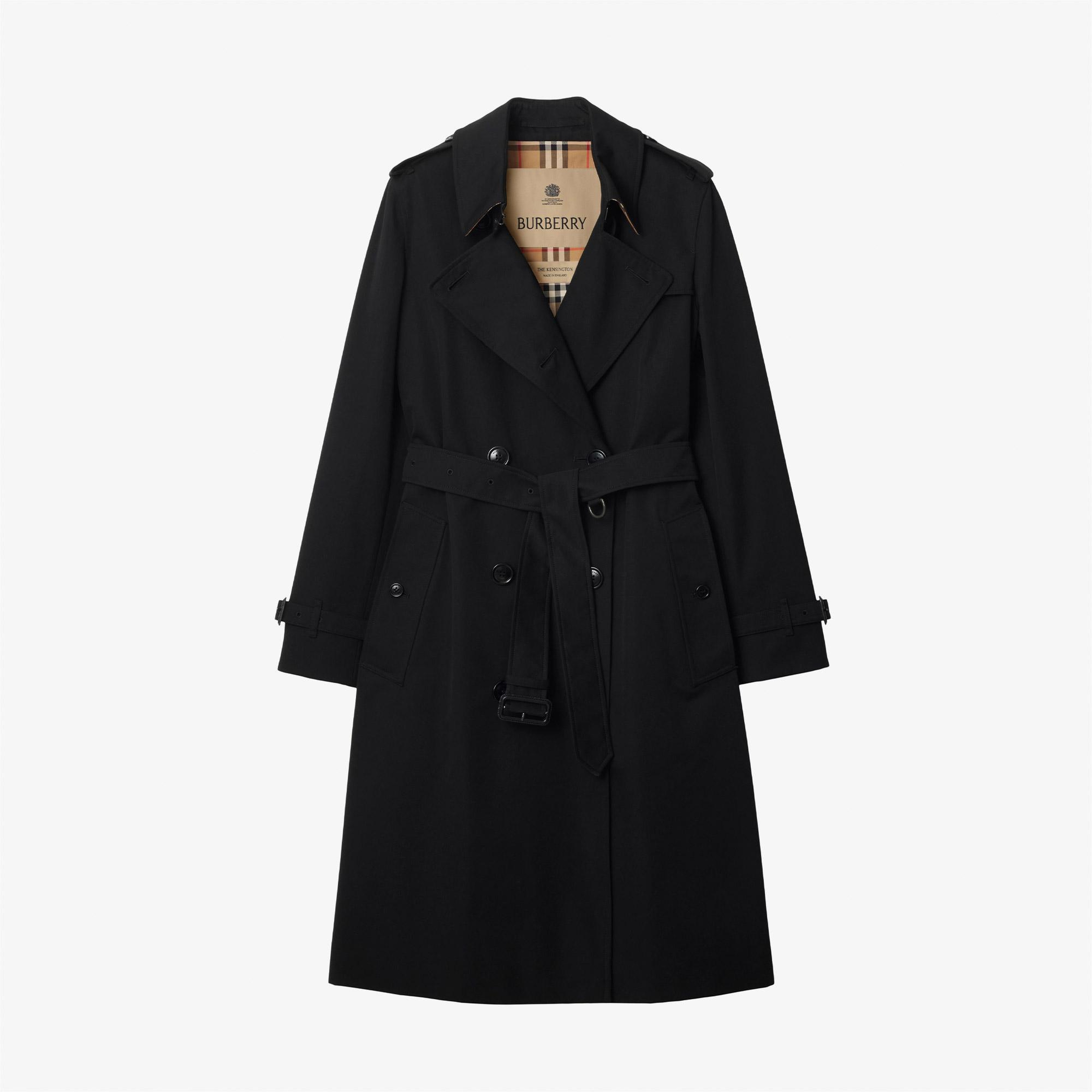 Burberry Long Kensington Heritage Kadın Siyah Trençkot