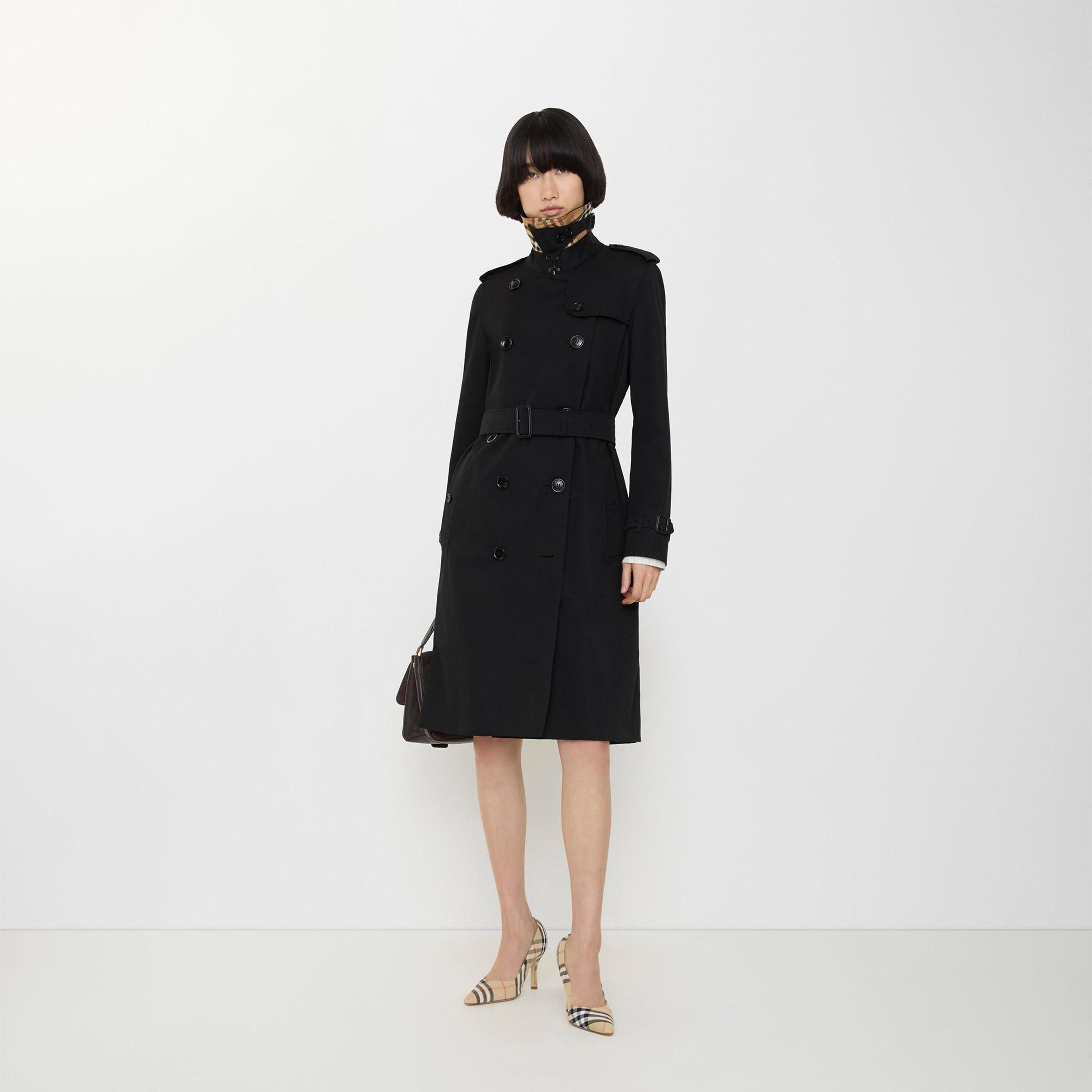 Burberry Long Kensington Heritage Kadın Siyah Trençkot