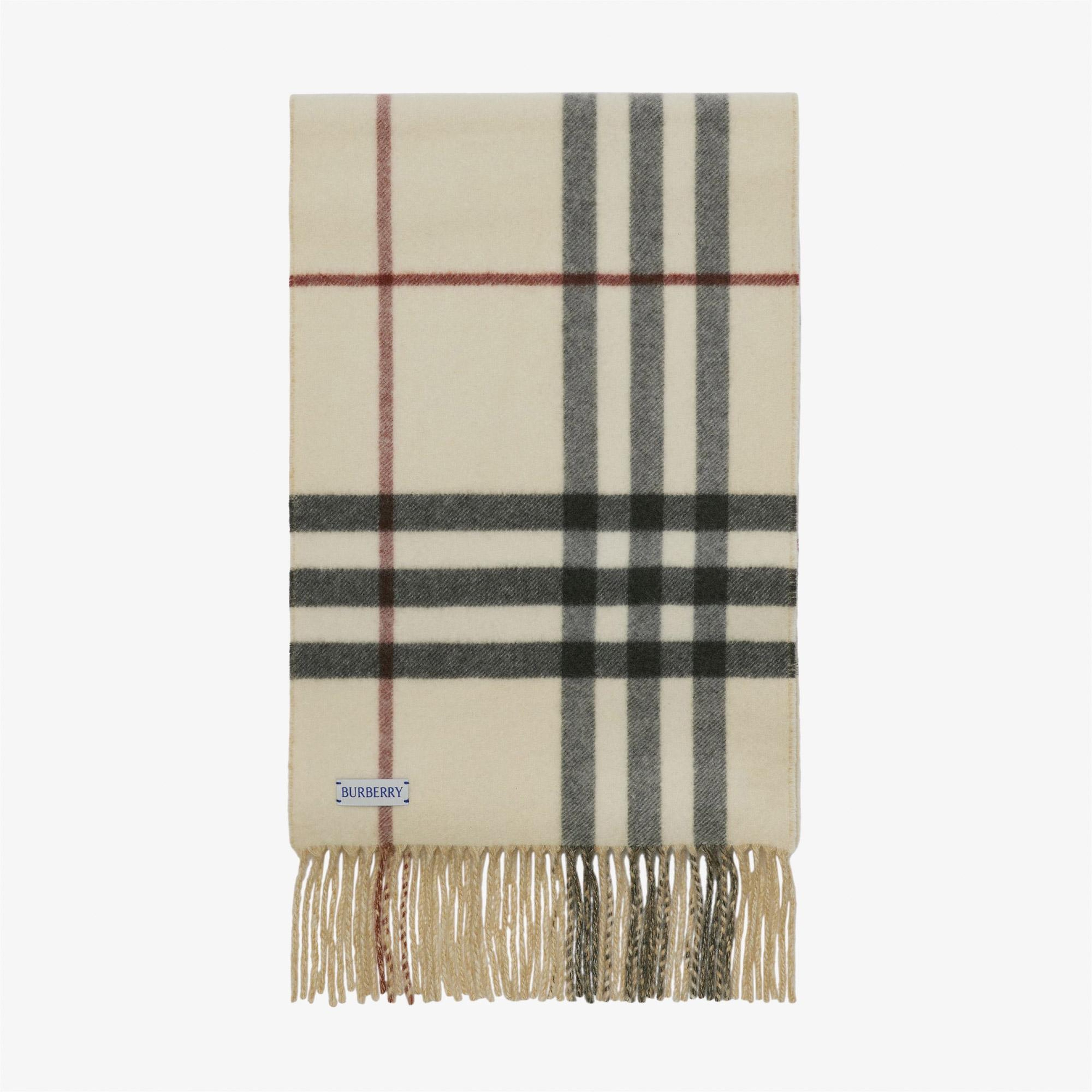 Burberry Reversible EKD Check Cashmere Kadın Krem Atkı