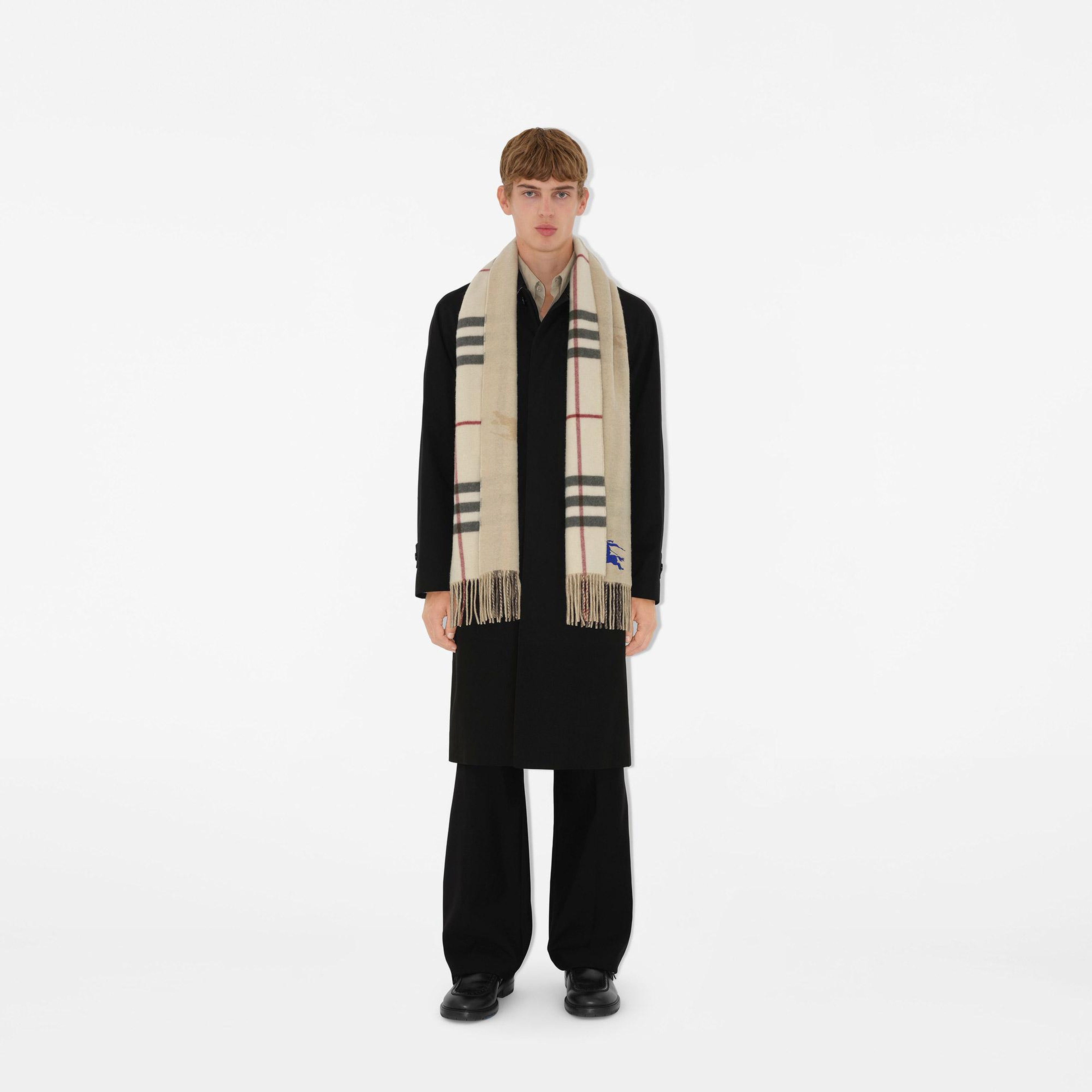 Burberry Reversible EKD Check Cashmere Kadın Krem Atkı