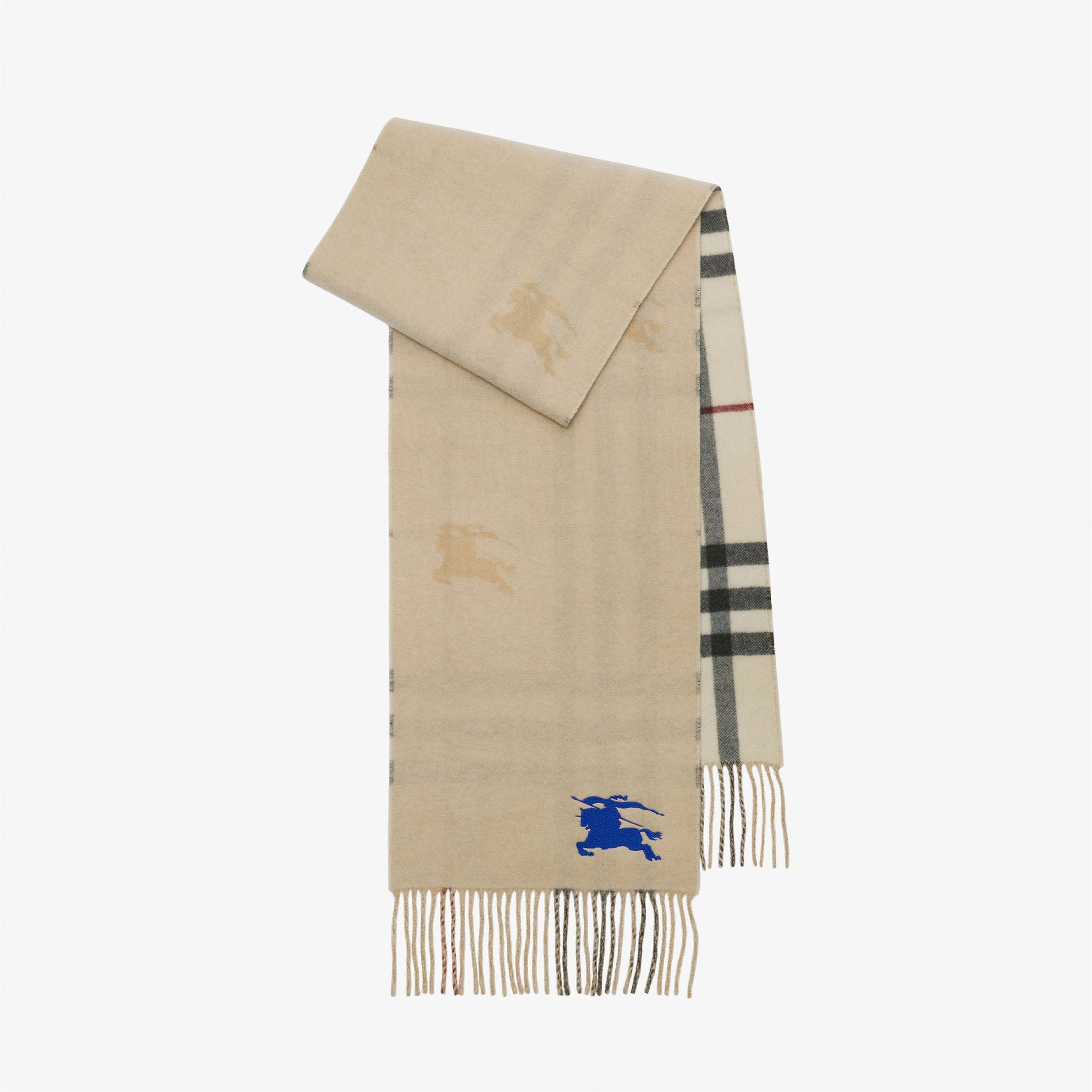 Burberry Reversible EKD Check Cashmere Kadın Krem Atkı