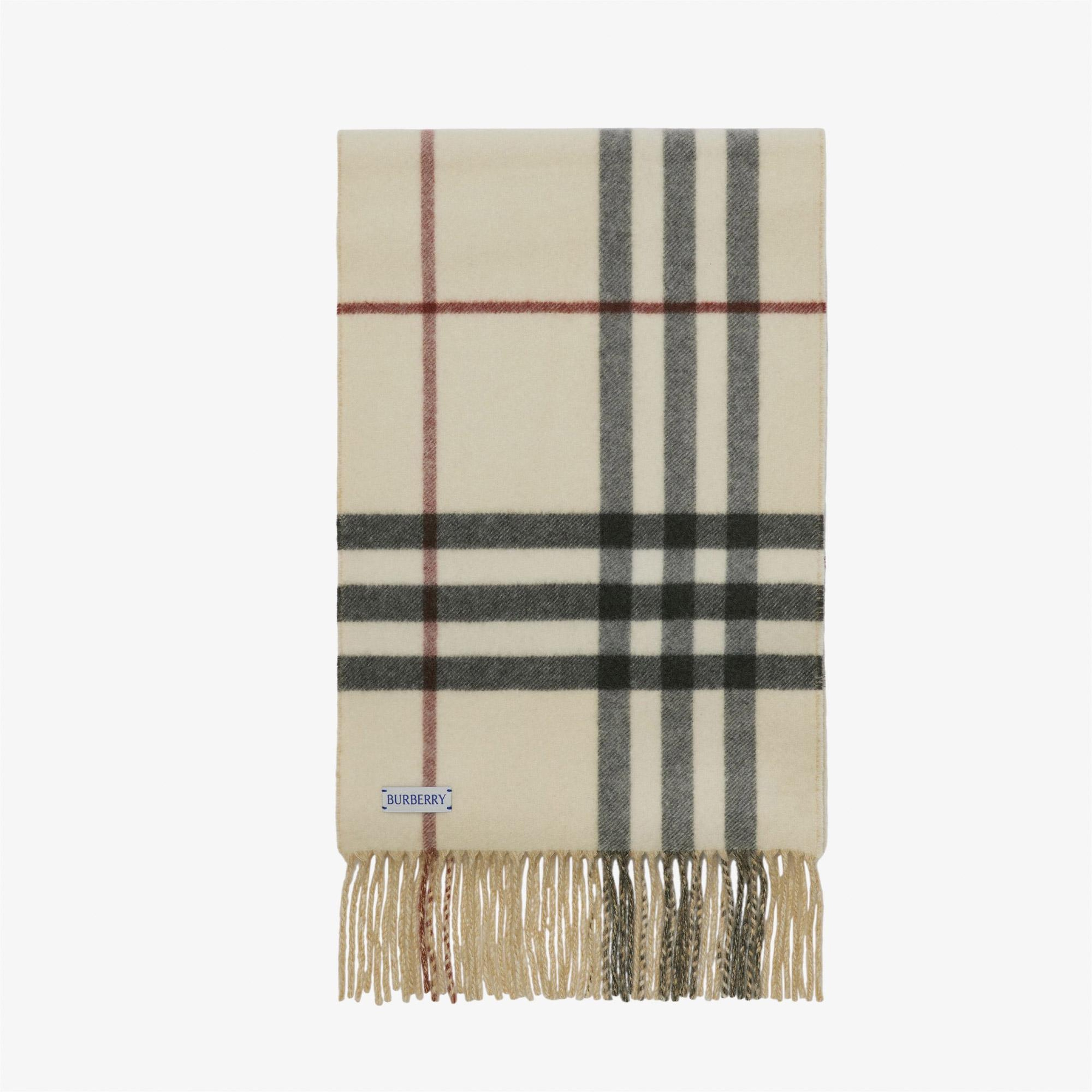 Burberry Reversible EKD Check Cashmere Kadın Krem Atkı