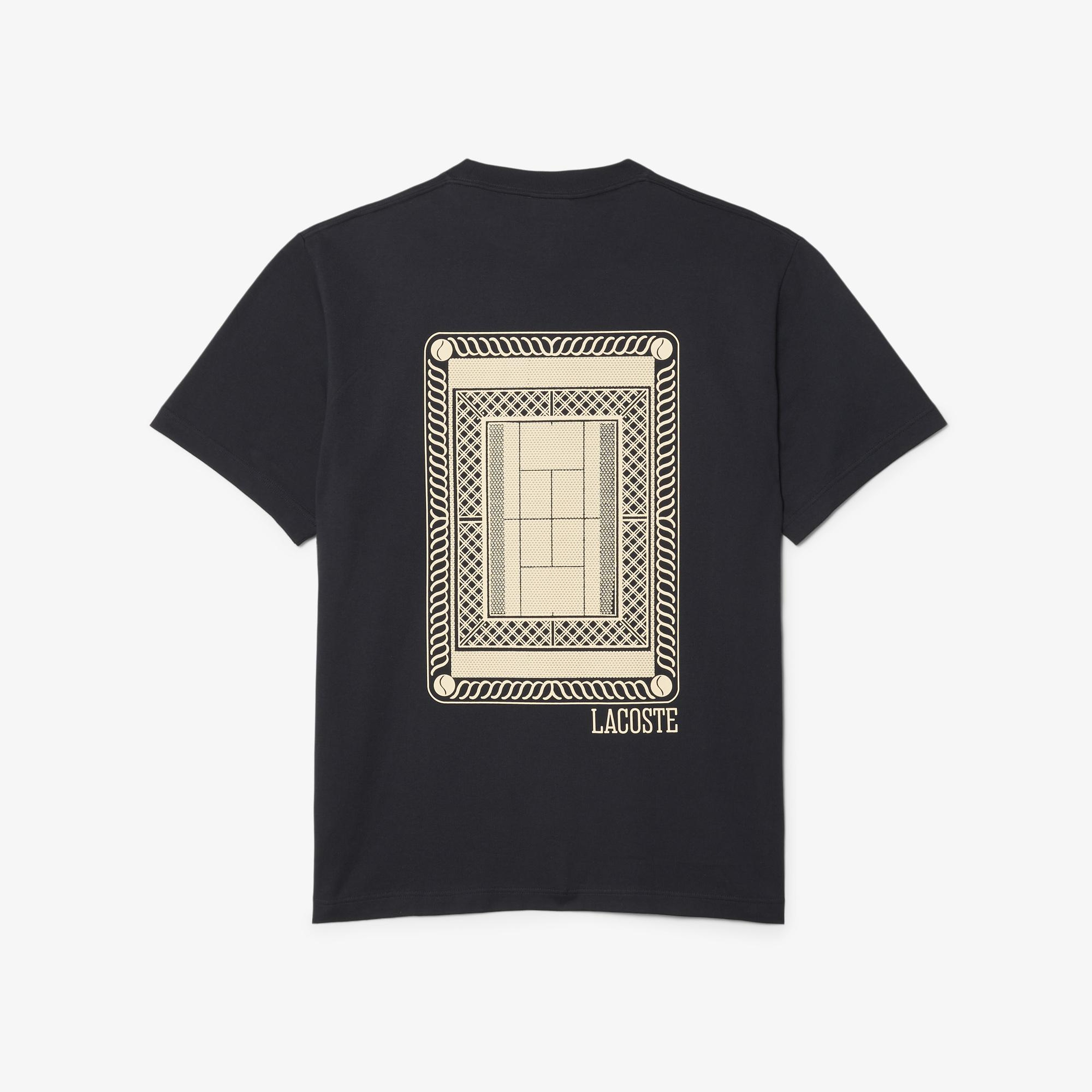 Erkek Classic Fit Bisiklet Yaka Baskılı Koyu Gri T-Shirt