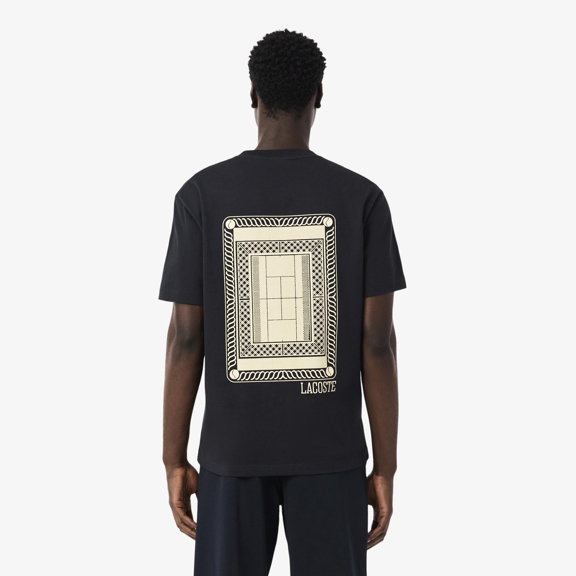 Erkek Classic Fit Bisiklet Yaka Baskılı Koyu Gri T-Shirt