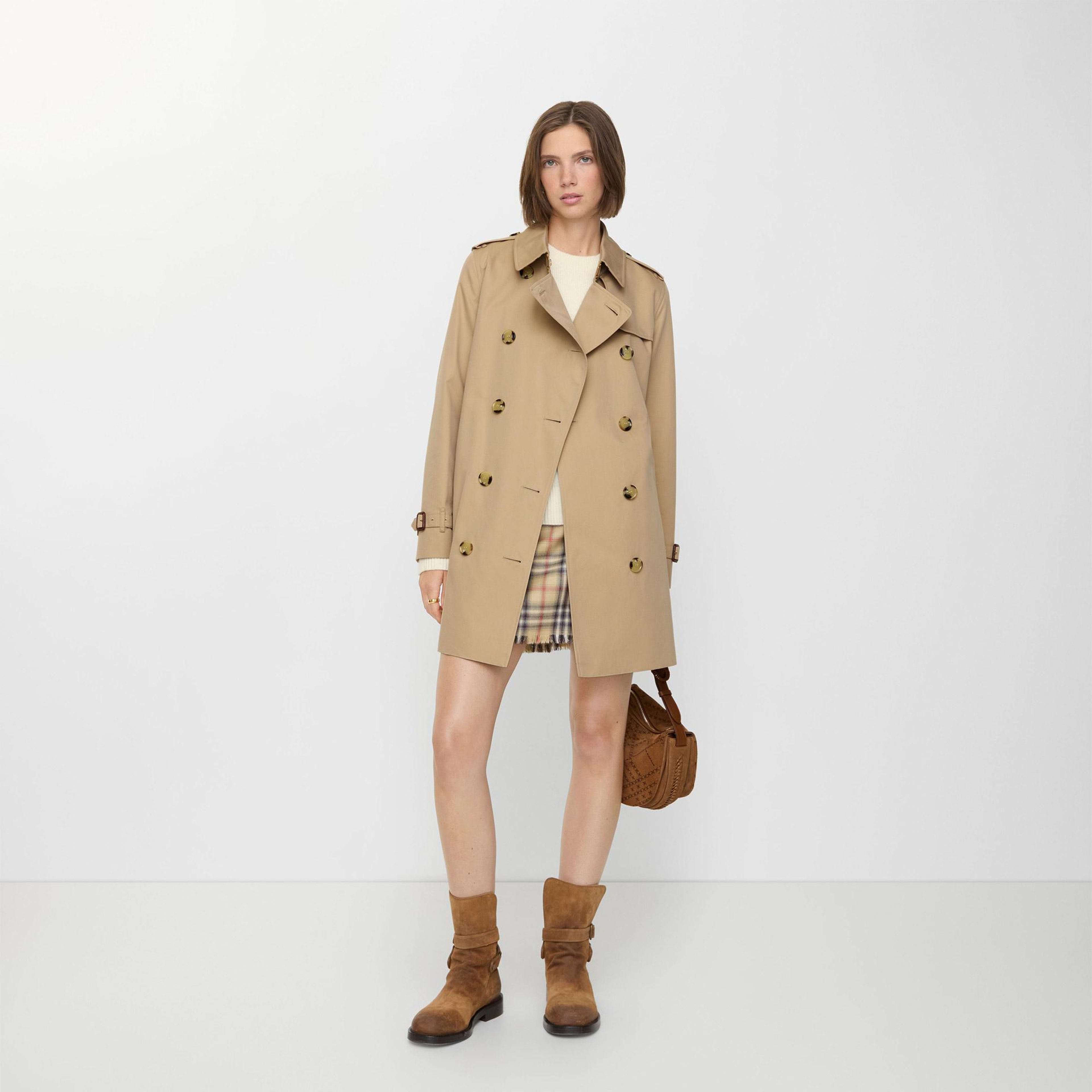Burberry Short Kensington Heritage Kadın Bej Trençkot