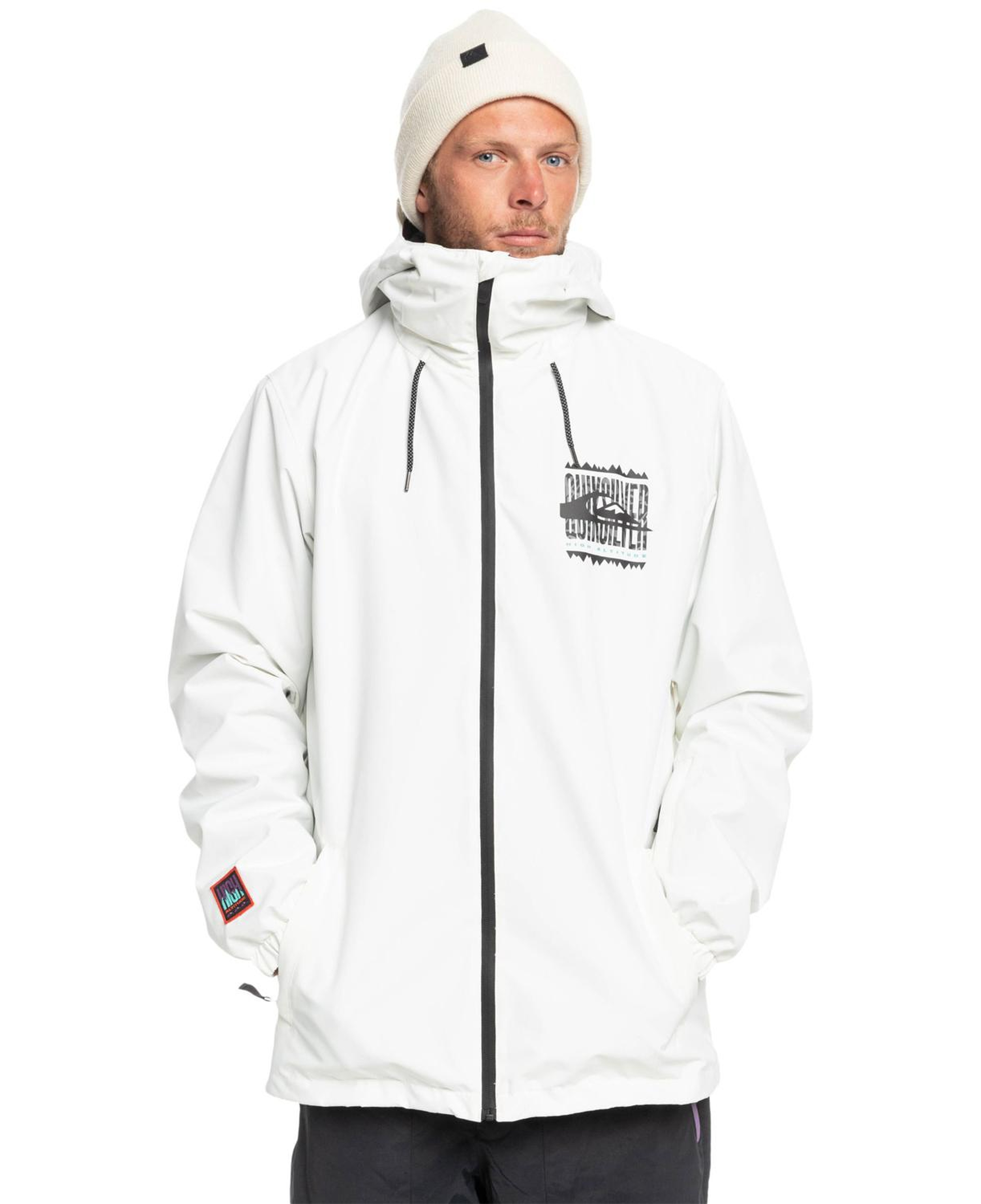Quiksilver High In The Hood Erkek Beyaz Snowboard Ceketi